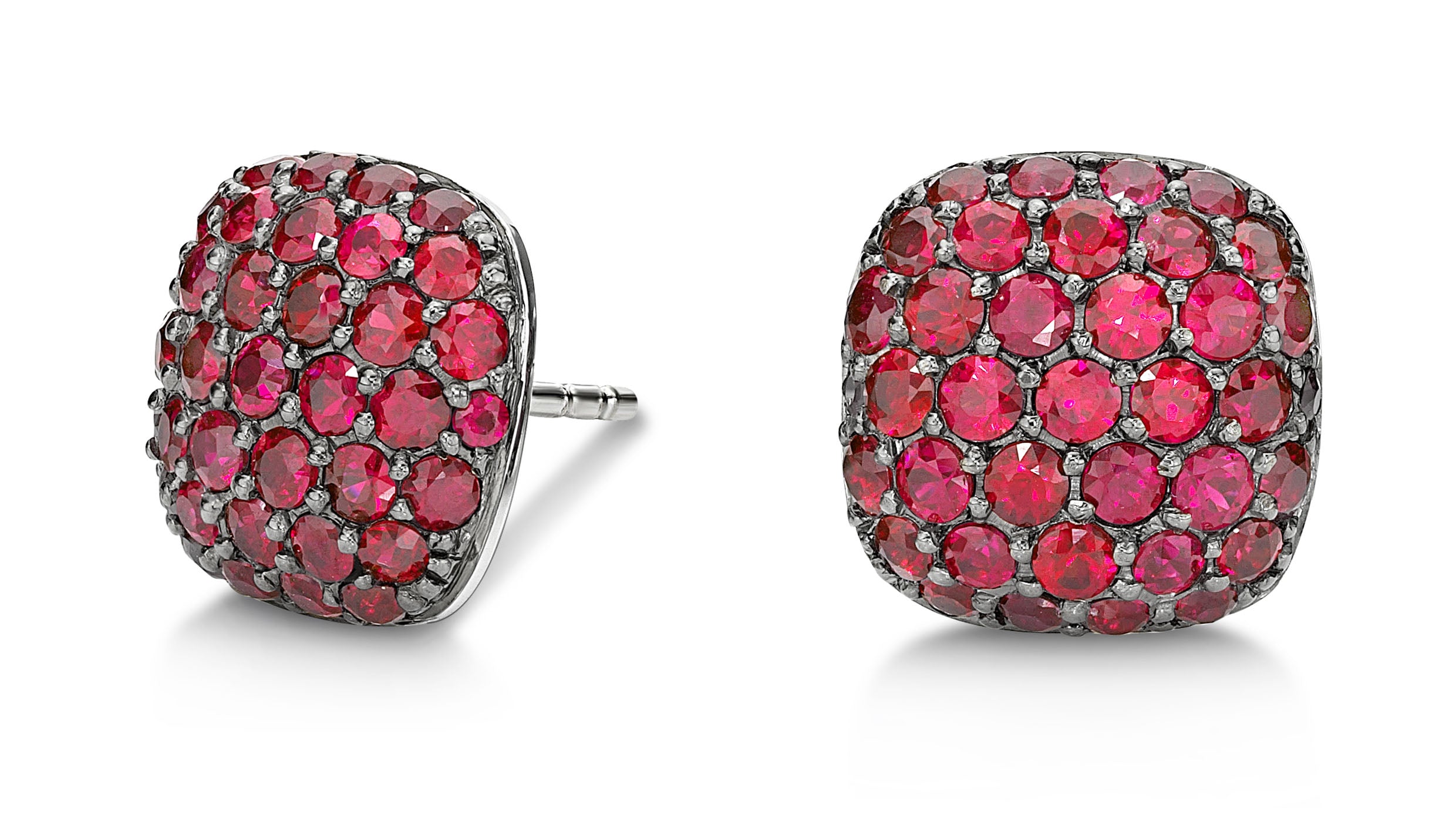 Earrings Cushion Wide Ruby