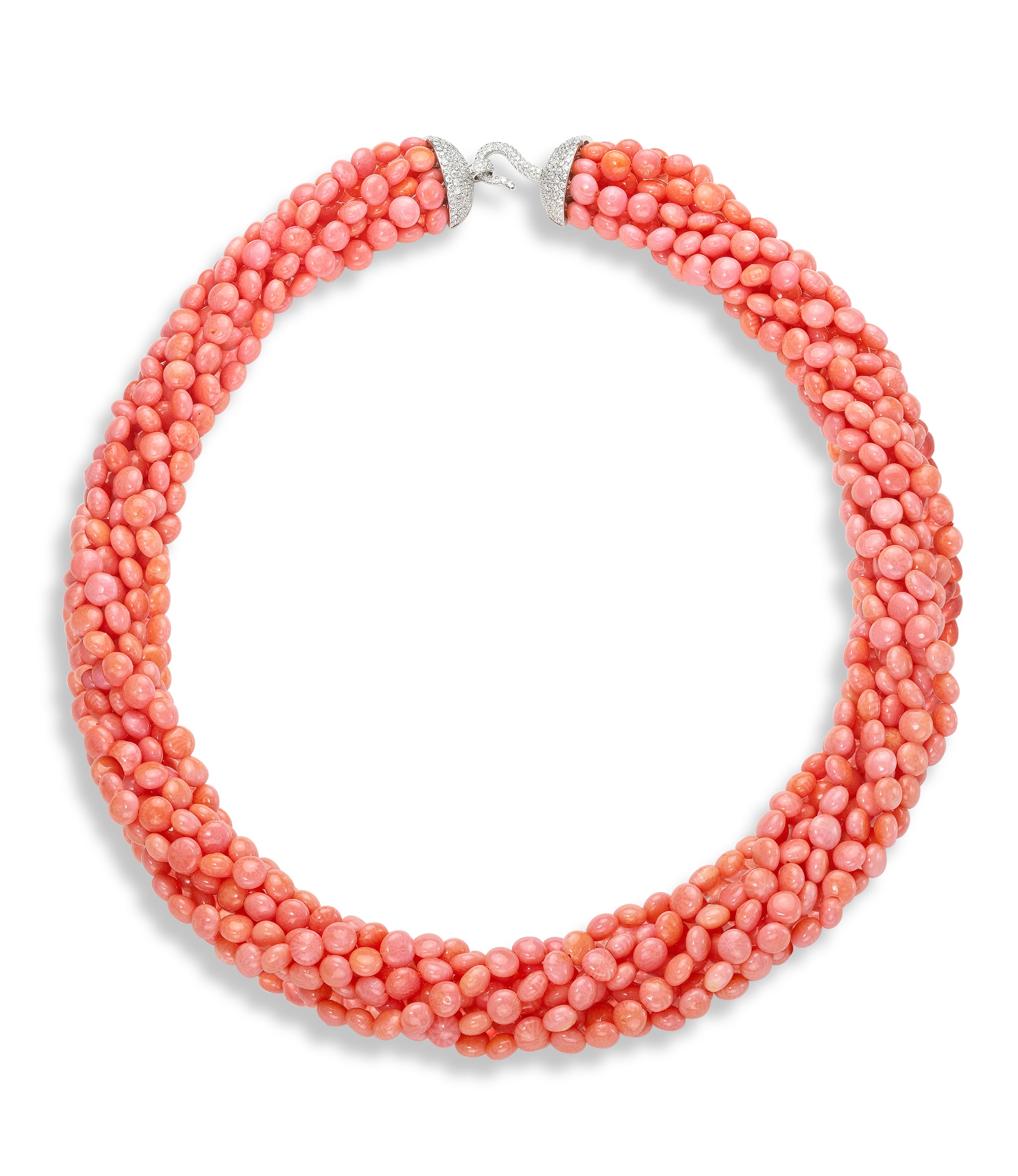 Necklace 7 Rows Coin WG Coral DWI