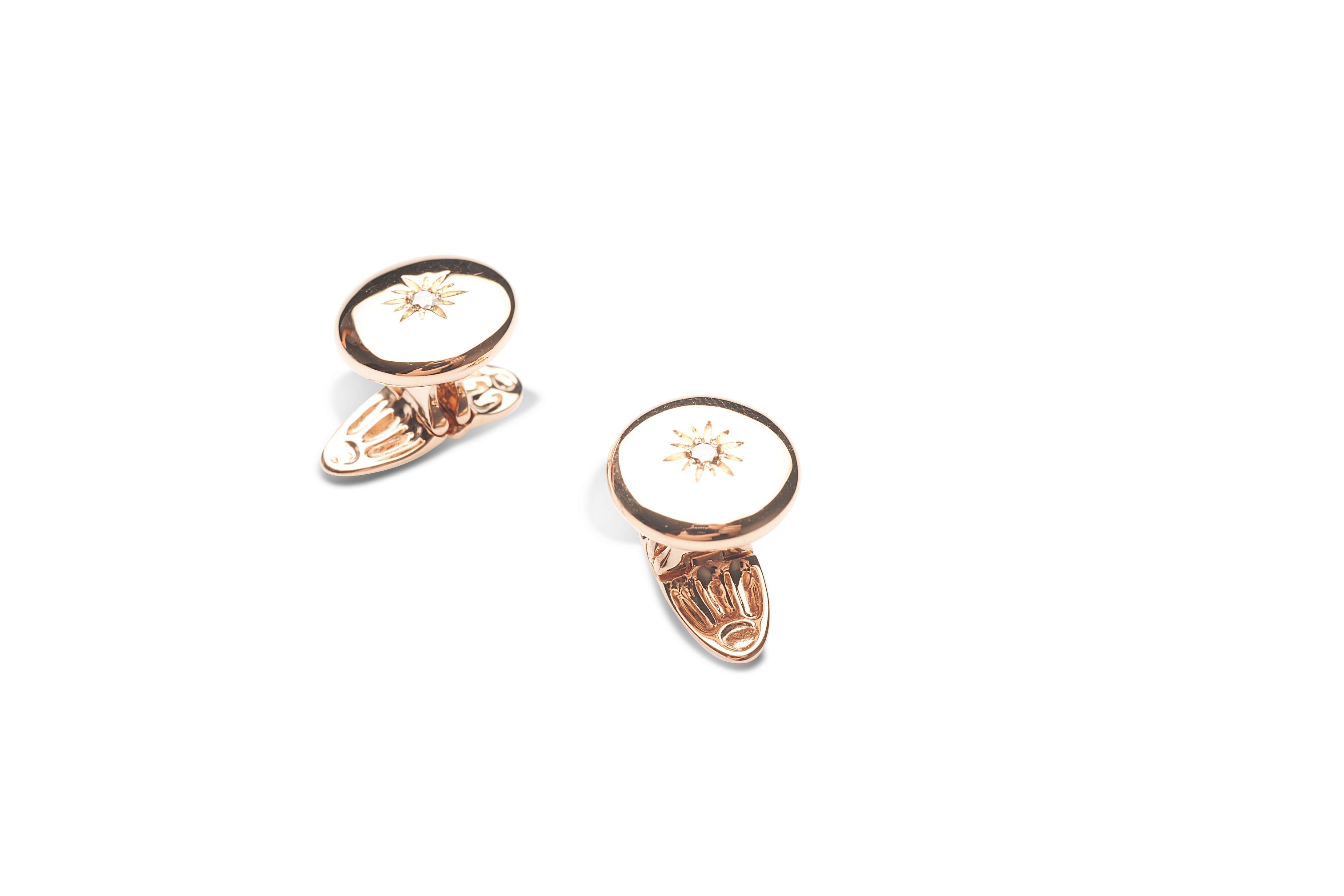 Cufflinks Round With Star Brown Diamond