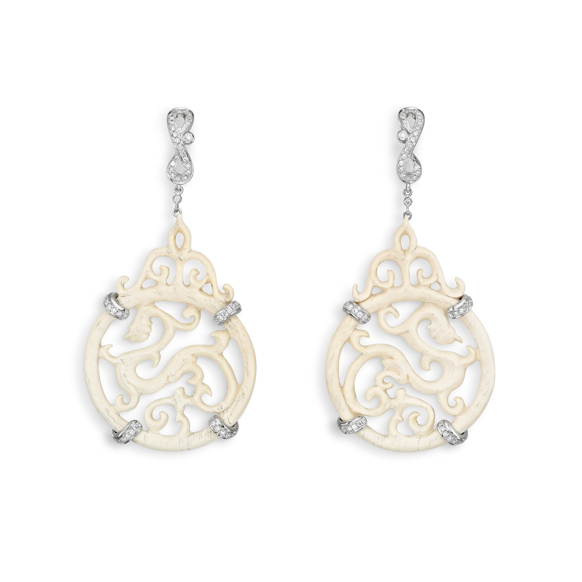 Earrings Carved Lioness Mammoth