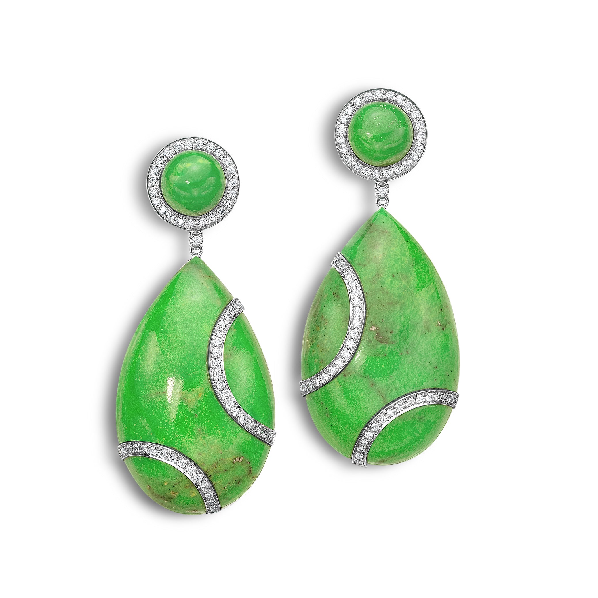 Earrings Circles in Green Water