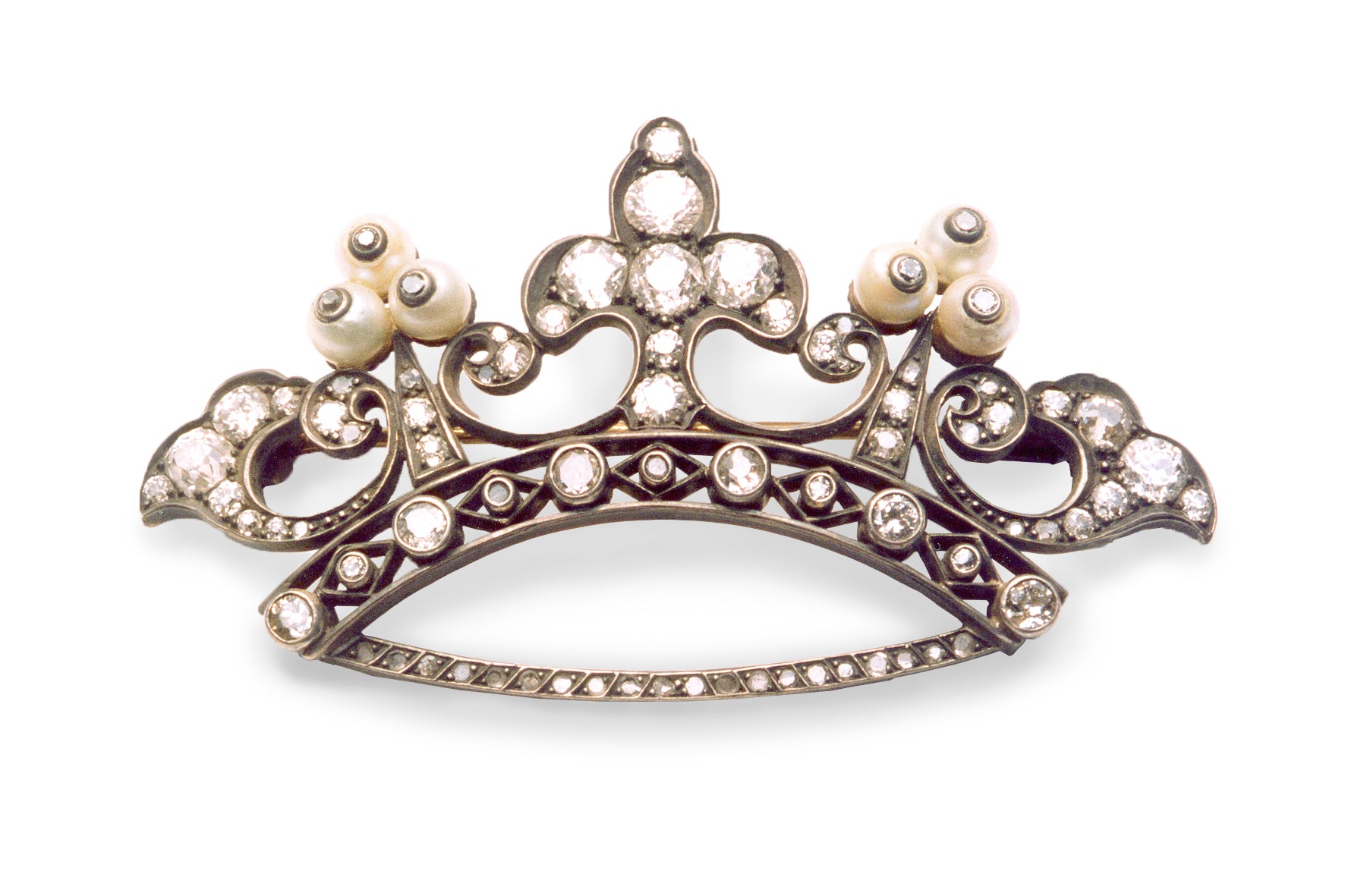 Brooch Single Copy Antique Pearl Coronet G S Diamond PEA