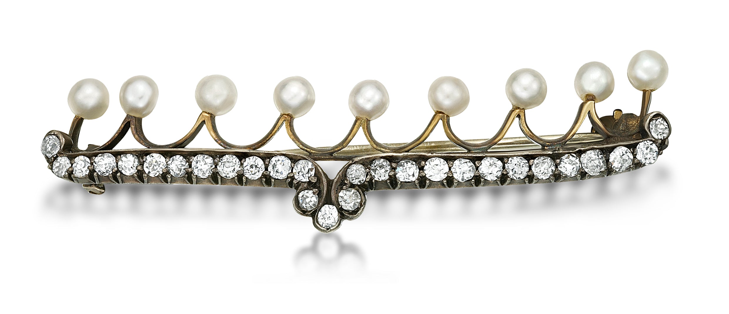 Brooch Single Copy Antique Pearl Coronet G S Diamond PEA 0405030701