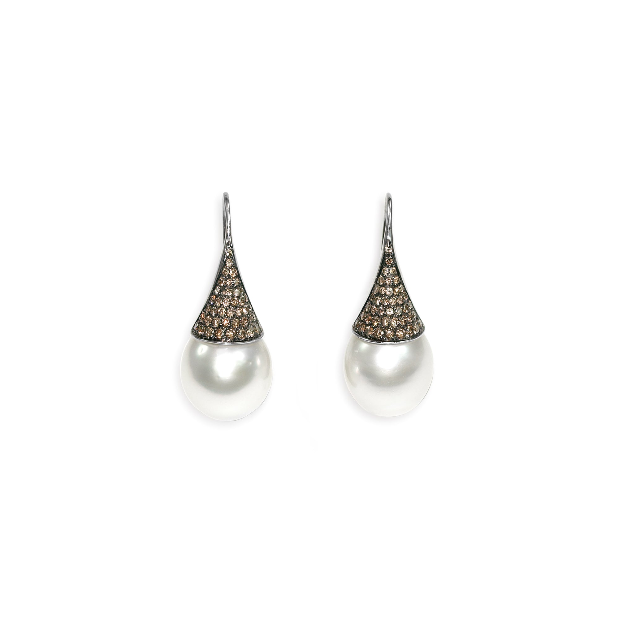 Earrings Waterfall Pearl and Brown Diamond