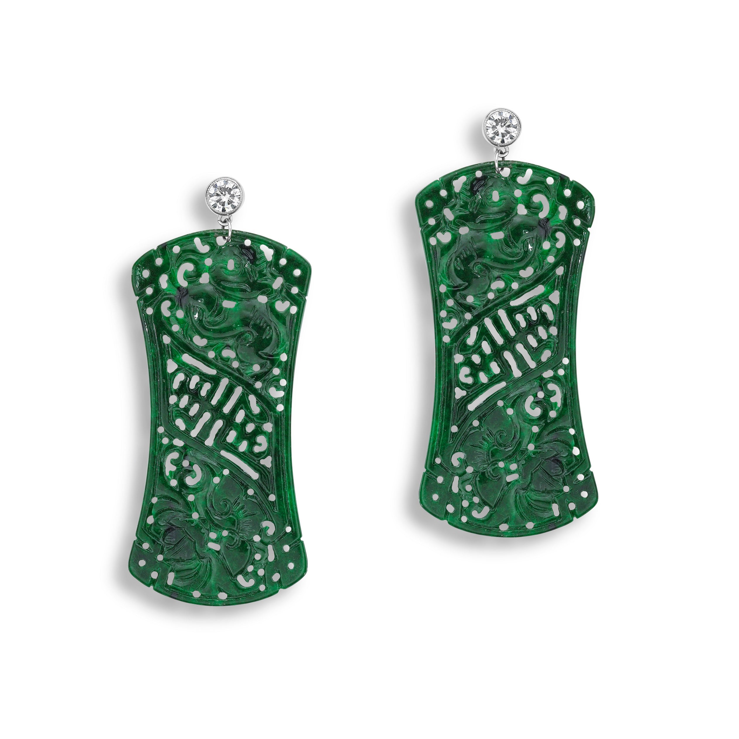 Earrings Green Jade D-Boutons