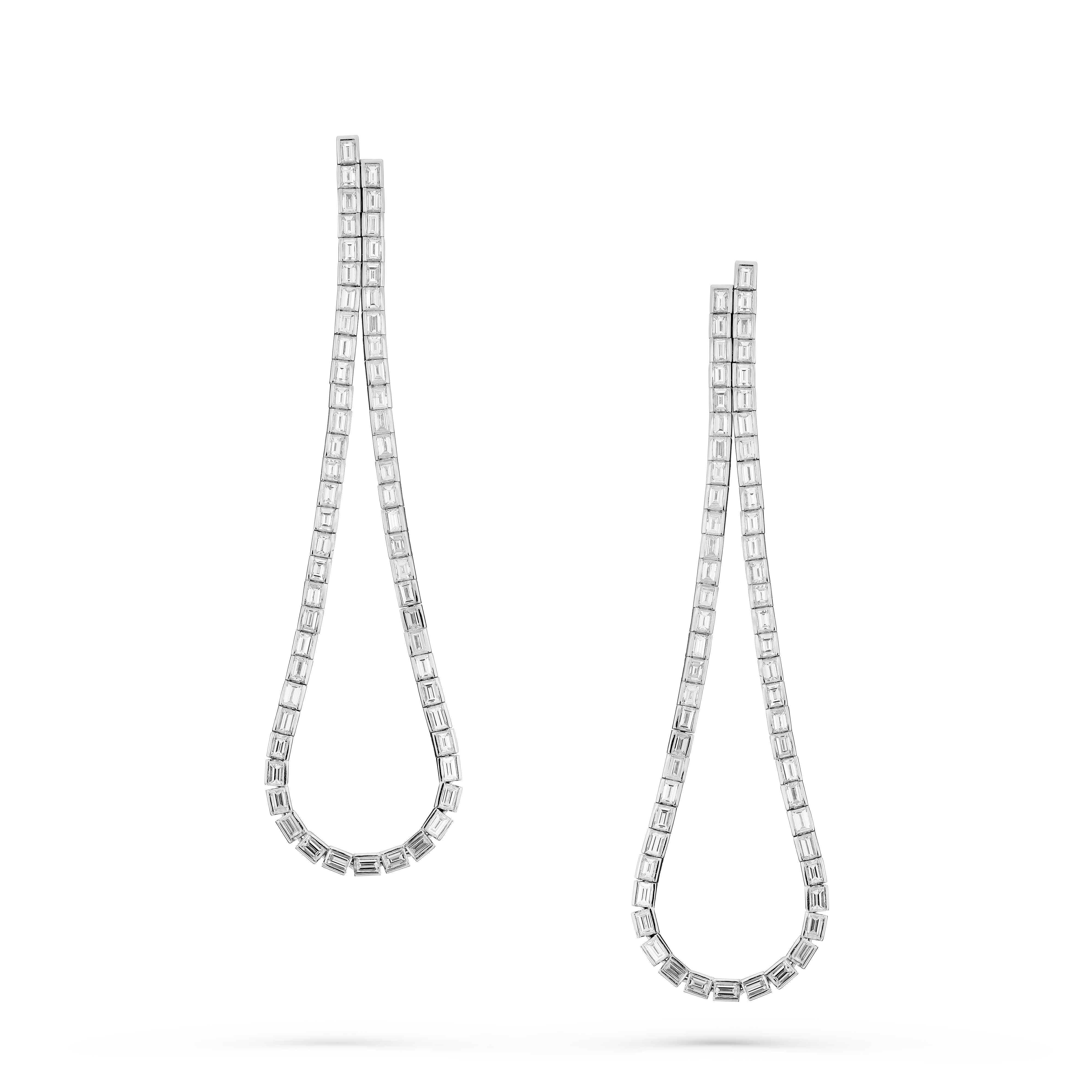 Earrings Loop of Baguette Diamonds