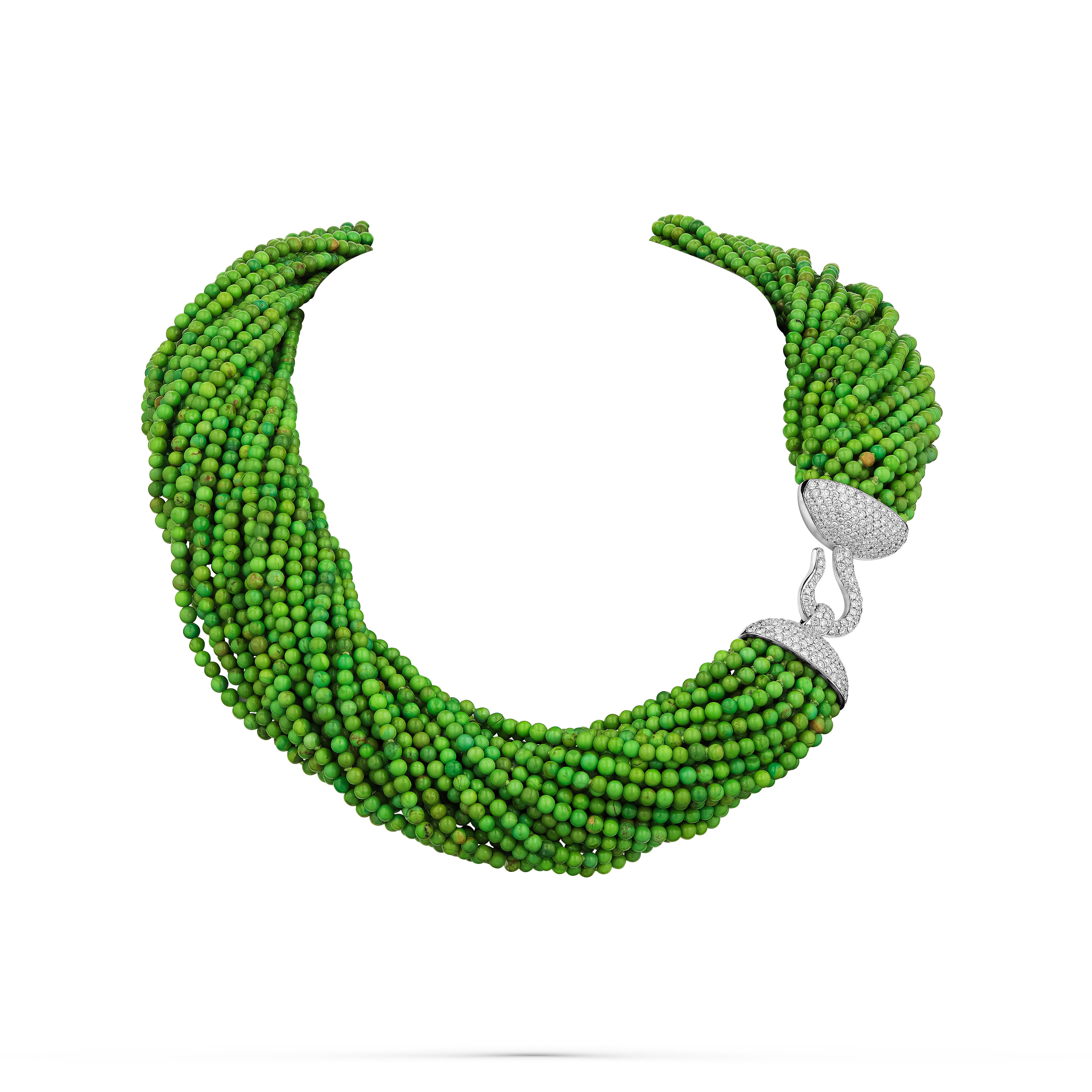 Necklace Green Turquoise 32 Rows