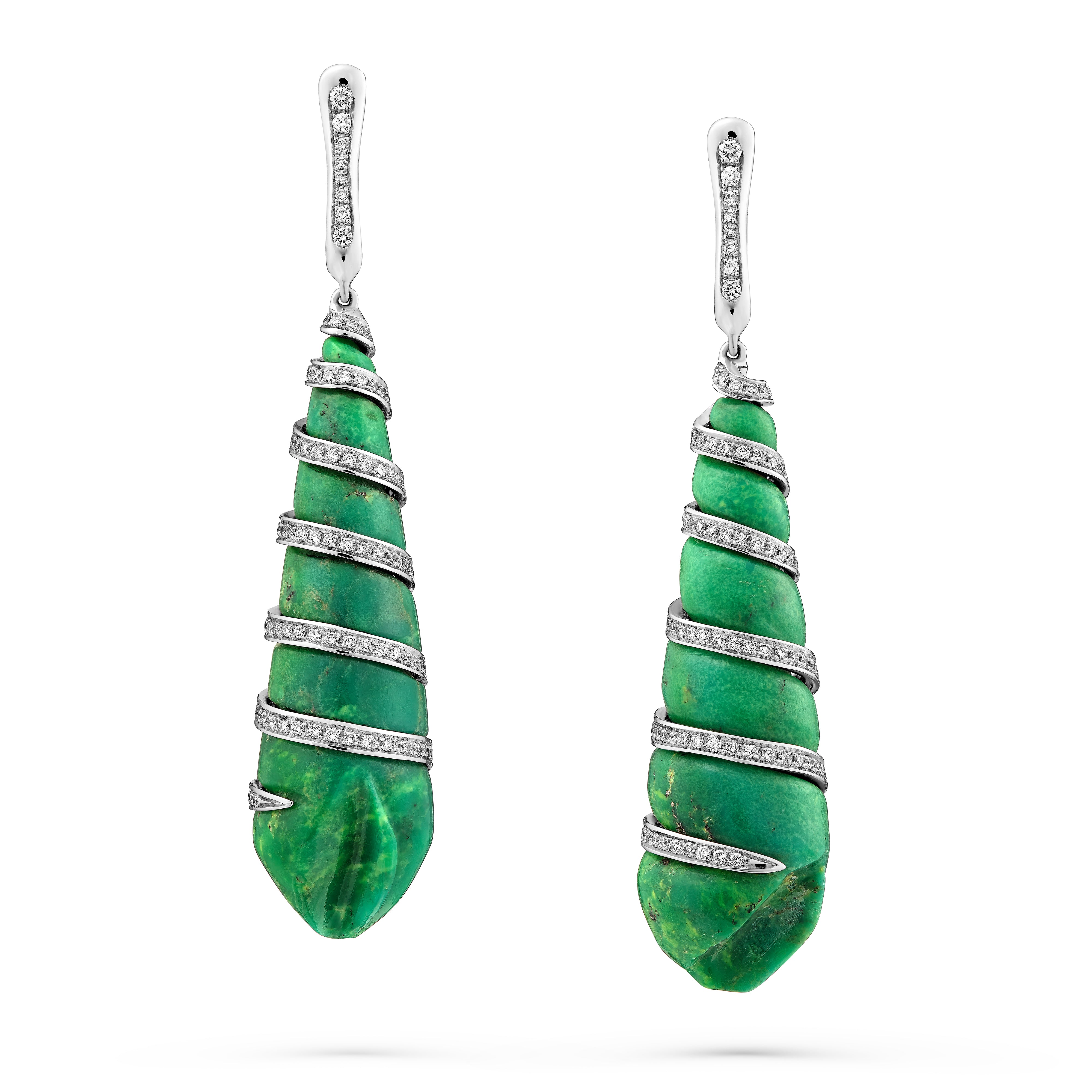 Earrings Shell Green Turquoise