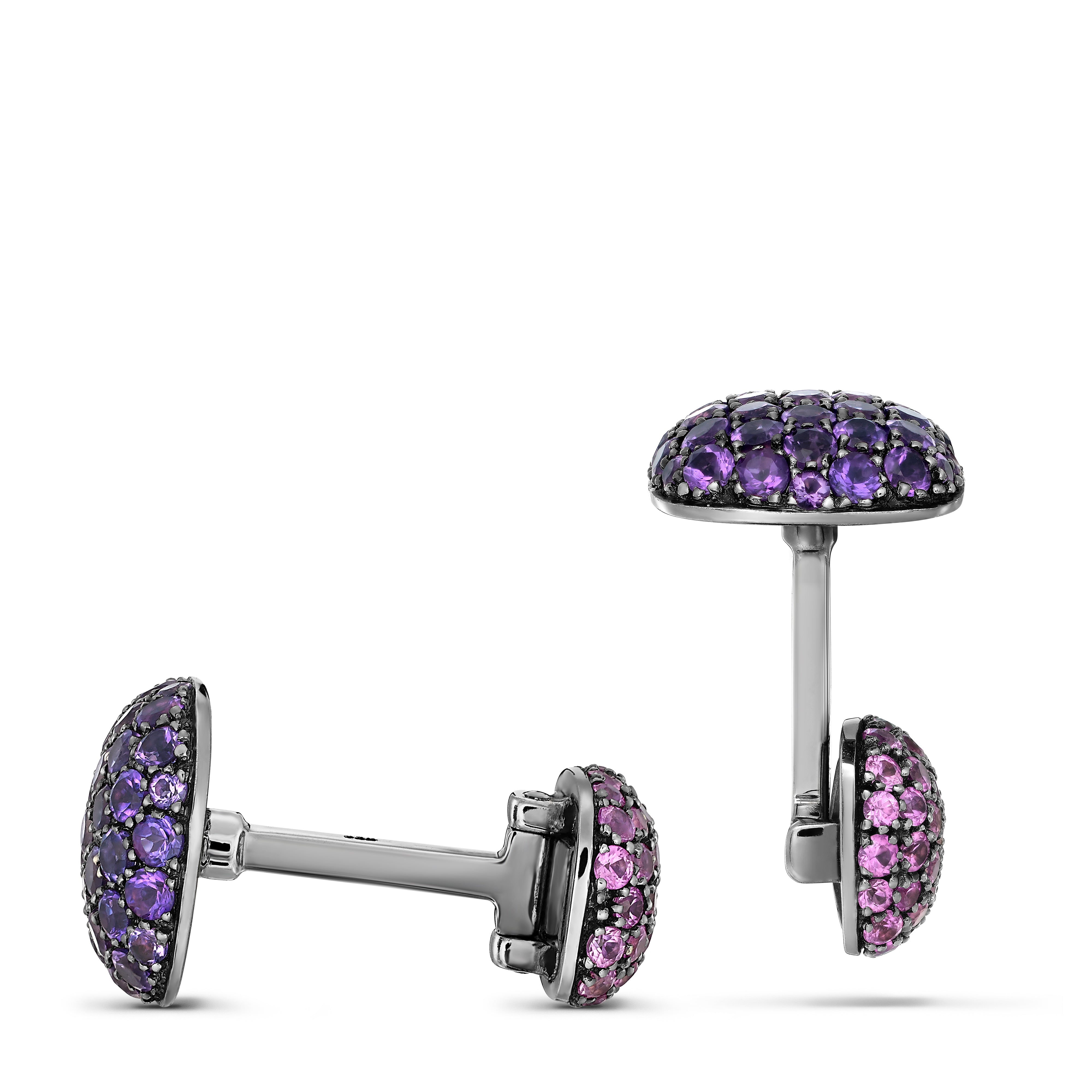 Cufflinks Pavé Pink Sapphire Amethyst
