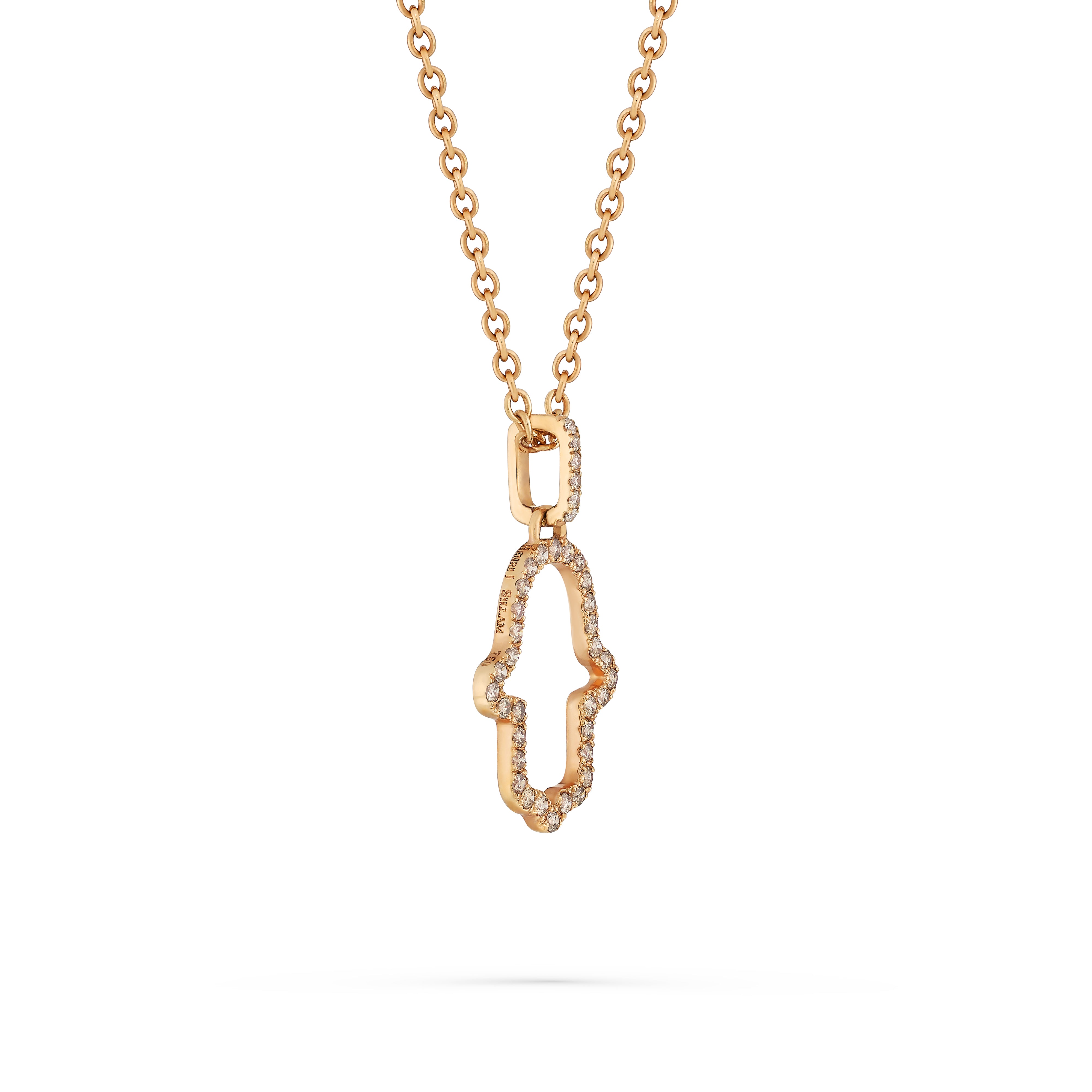 Pendant Fatima Hand Small Brown Diamond