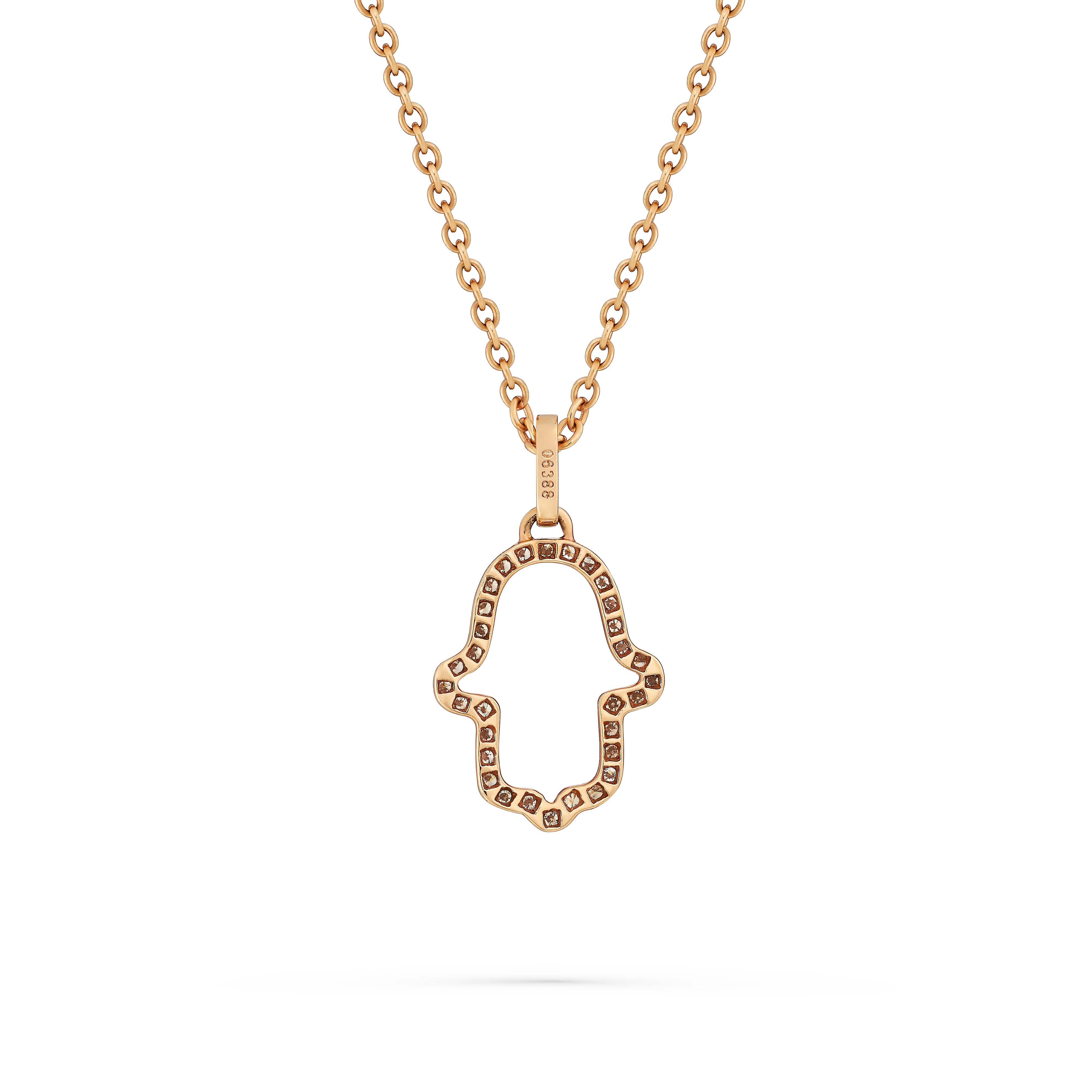 Pendant Fatima Hand Small Brown Diamond