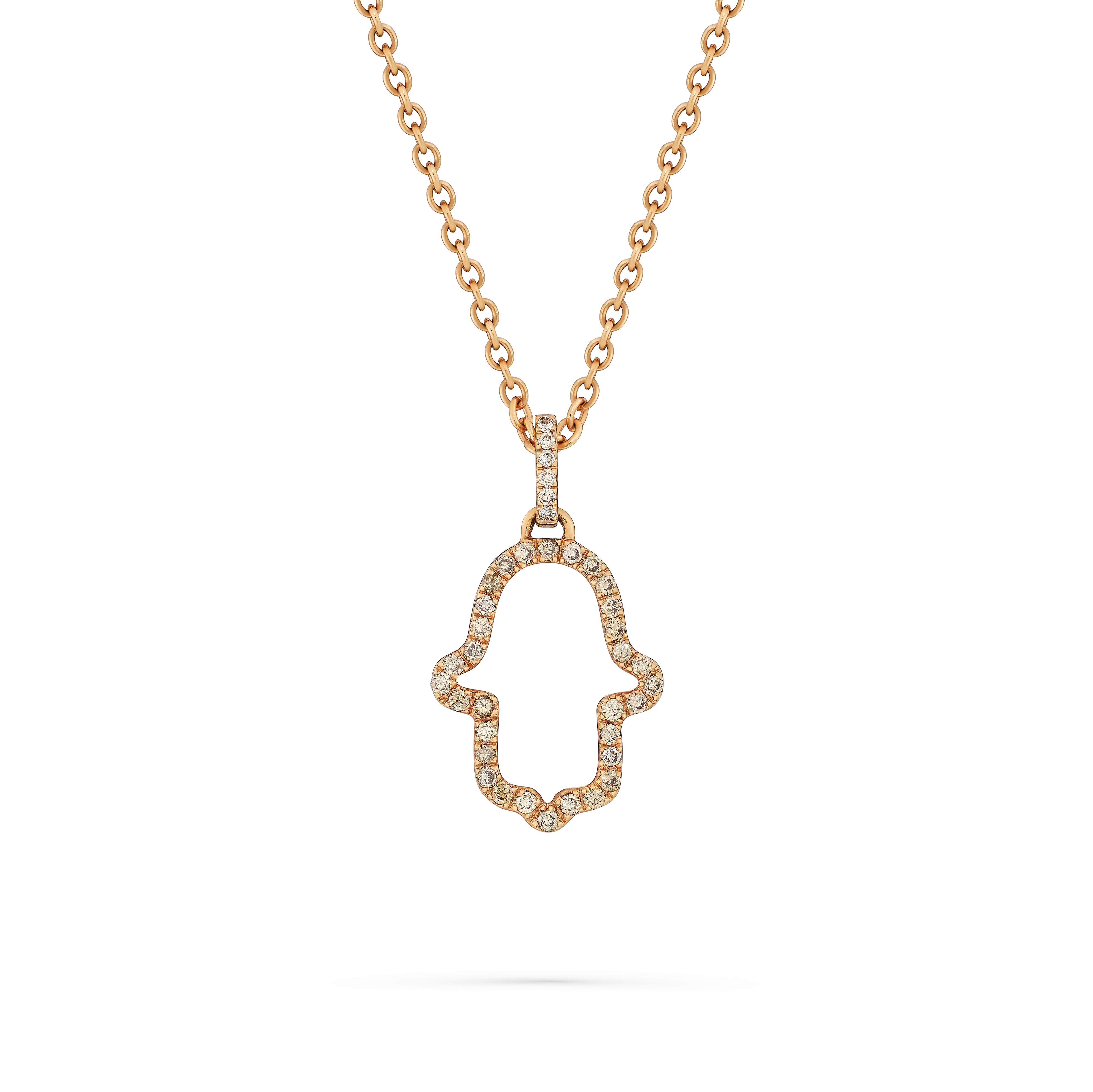 Pendant Fatima Hand Small Brown Diamond