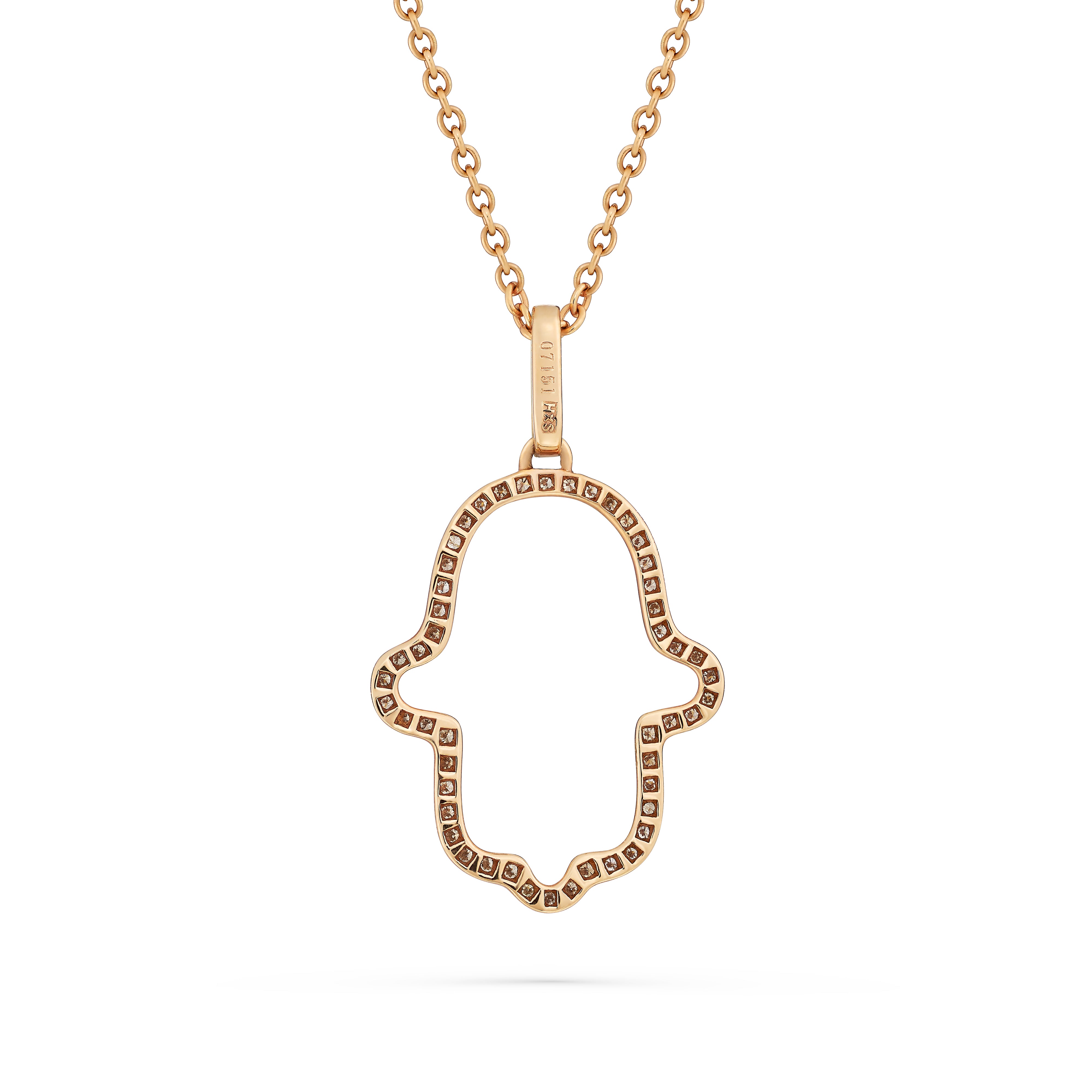Pendant Fatima Hand Big Brown Diamond