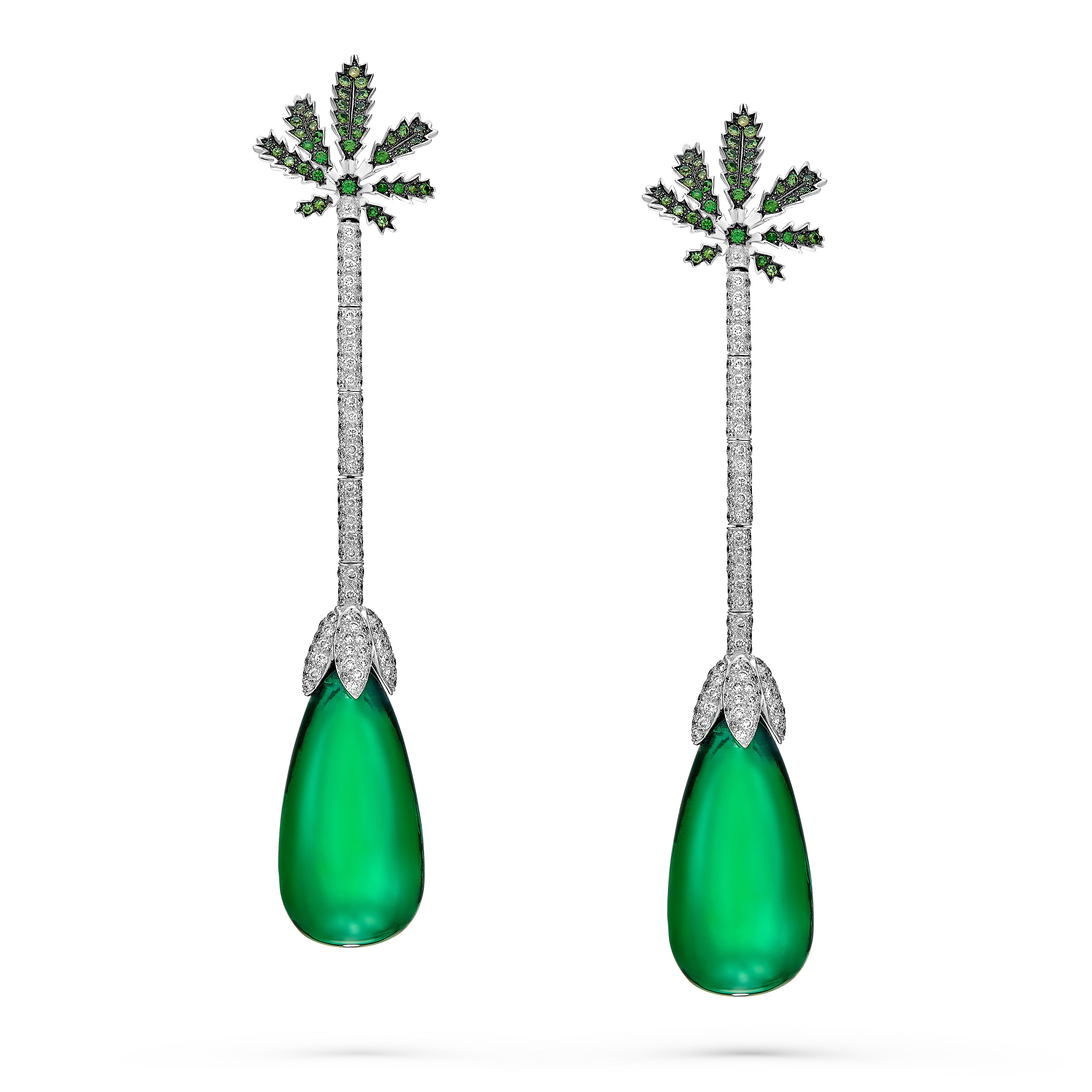 Earrings Leaf Emerald