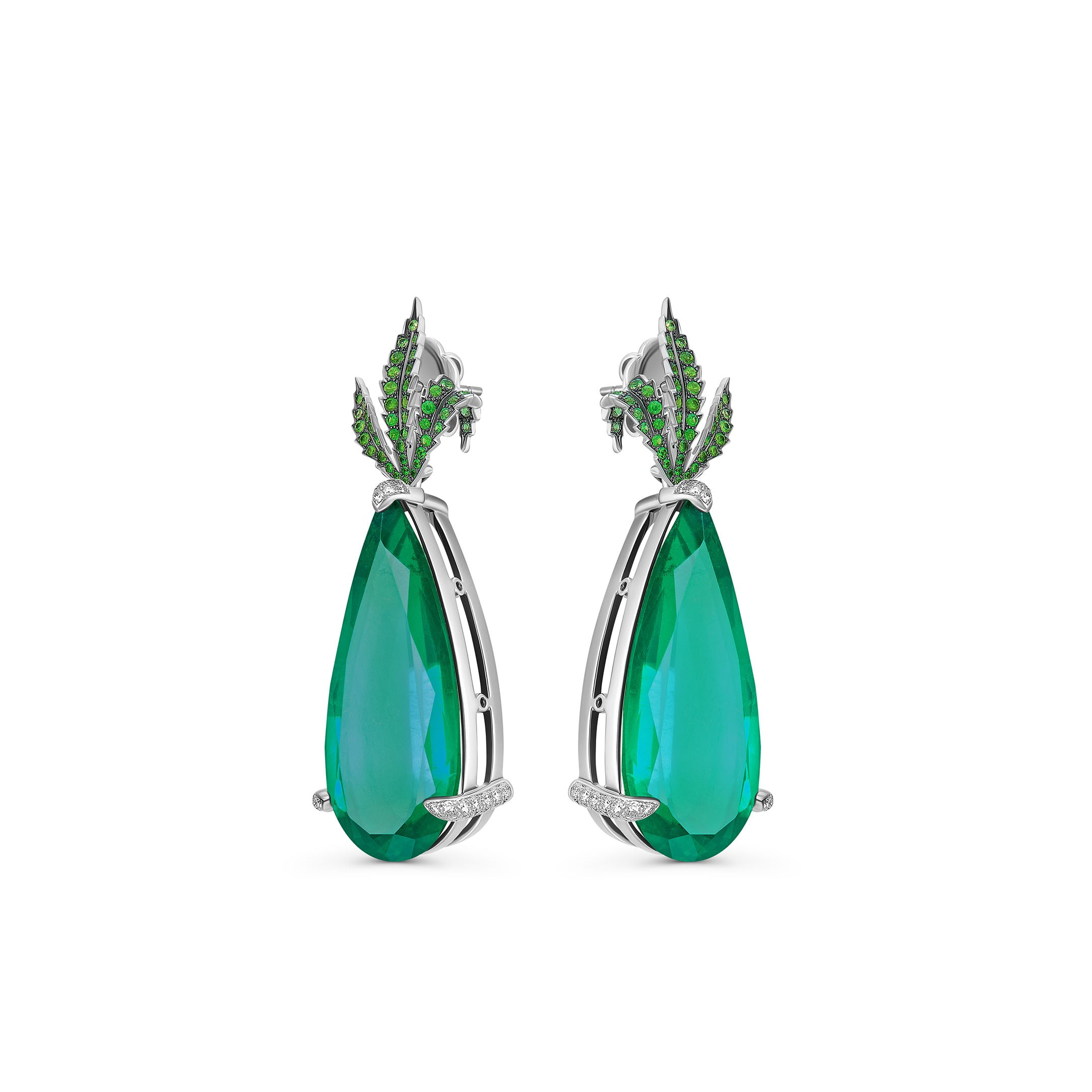 Earrings Leaf Green Topaz