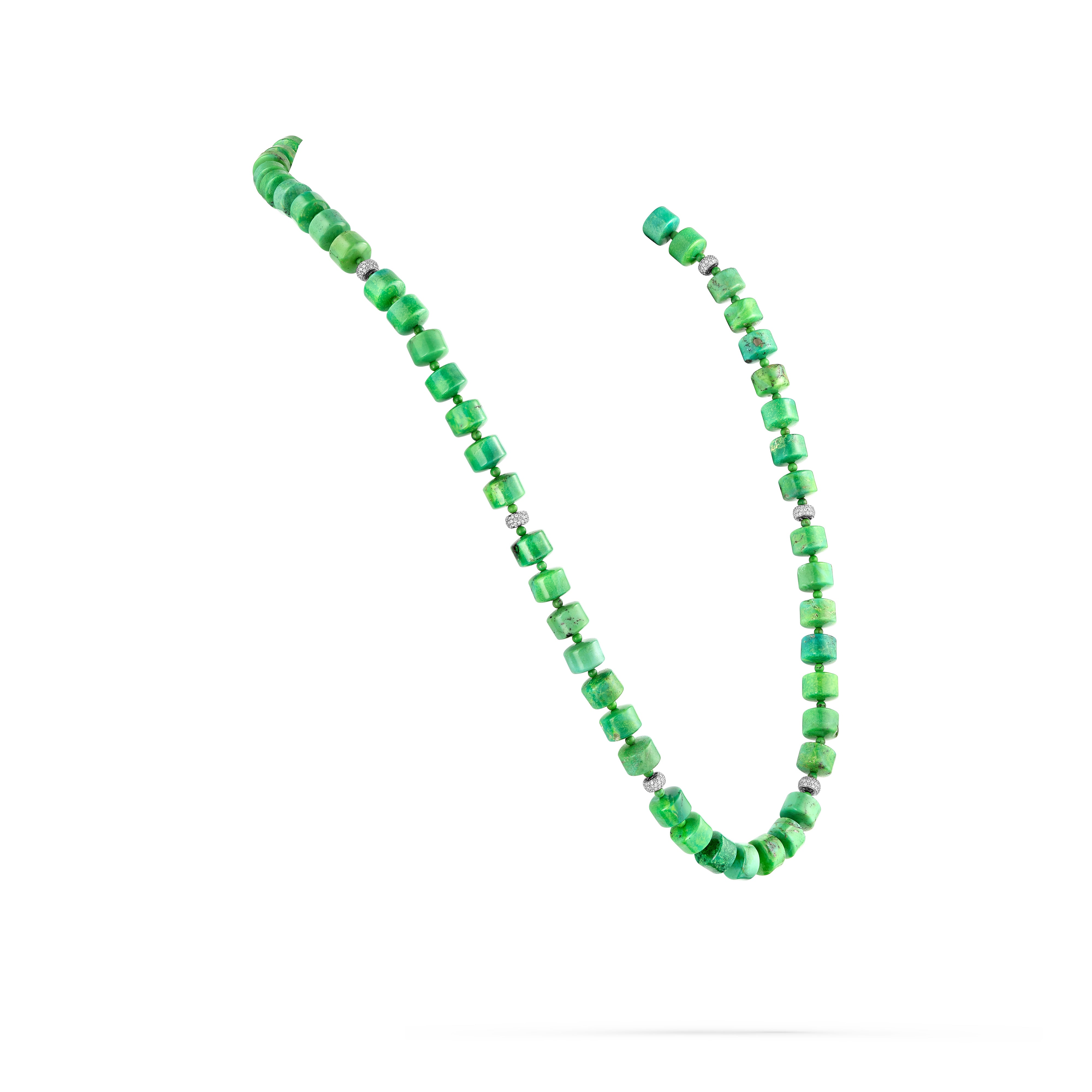 Necklace Barrel Green Turquoise