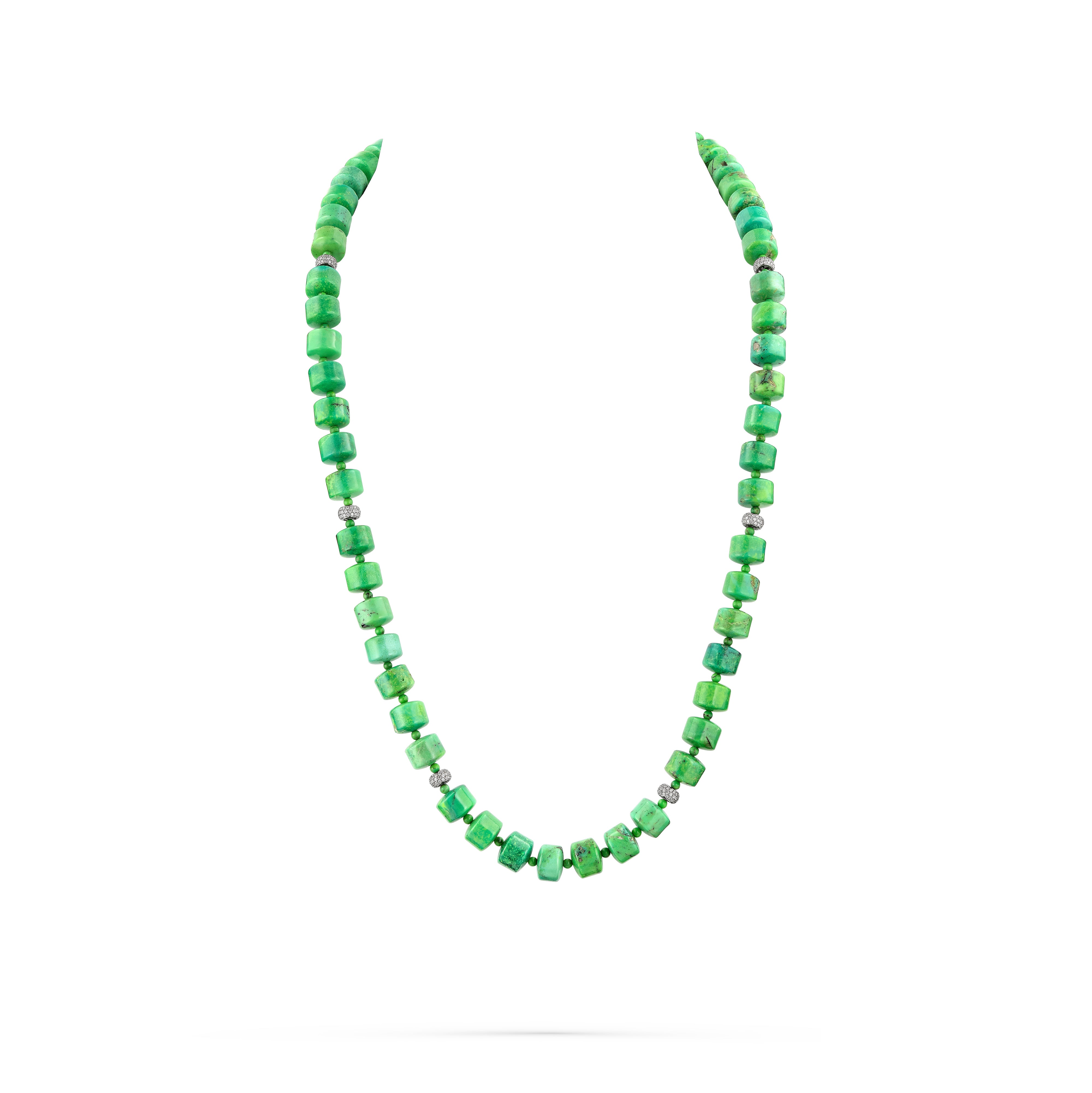 Necklace Barrel Green Turquoise