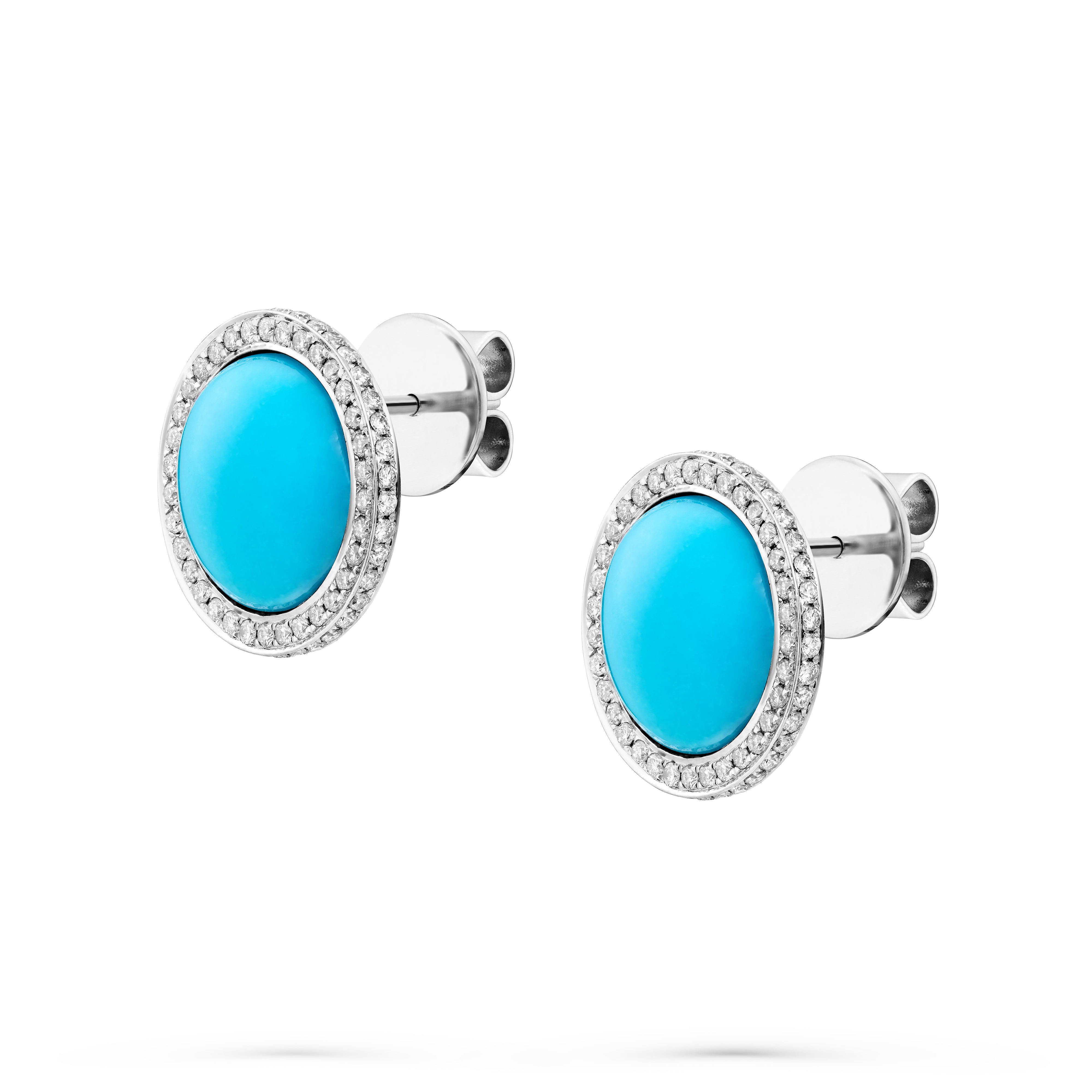 Earrings Round Blue Turquoise