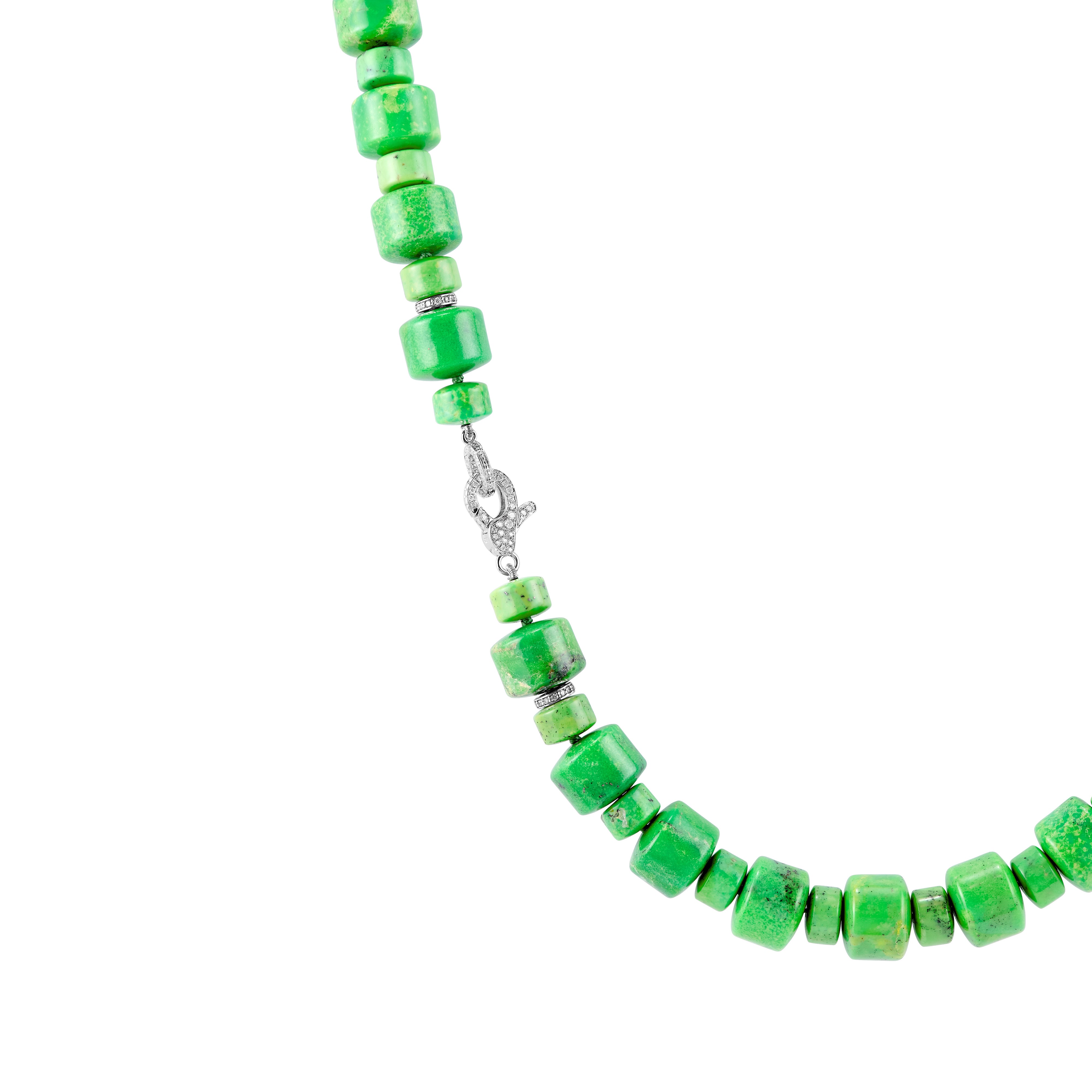 Necklace Barrel Green Turquoise