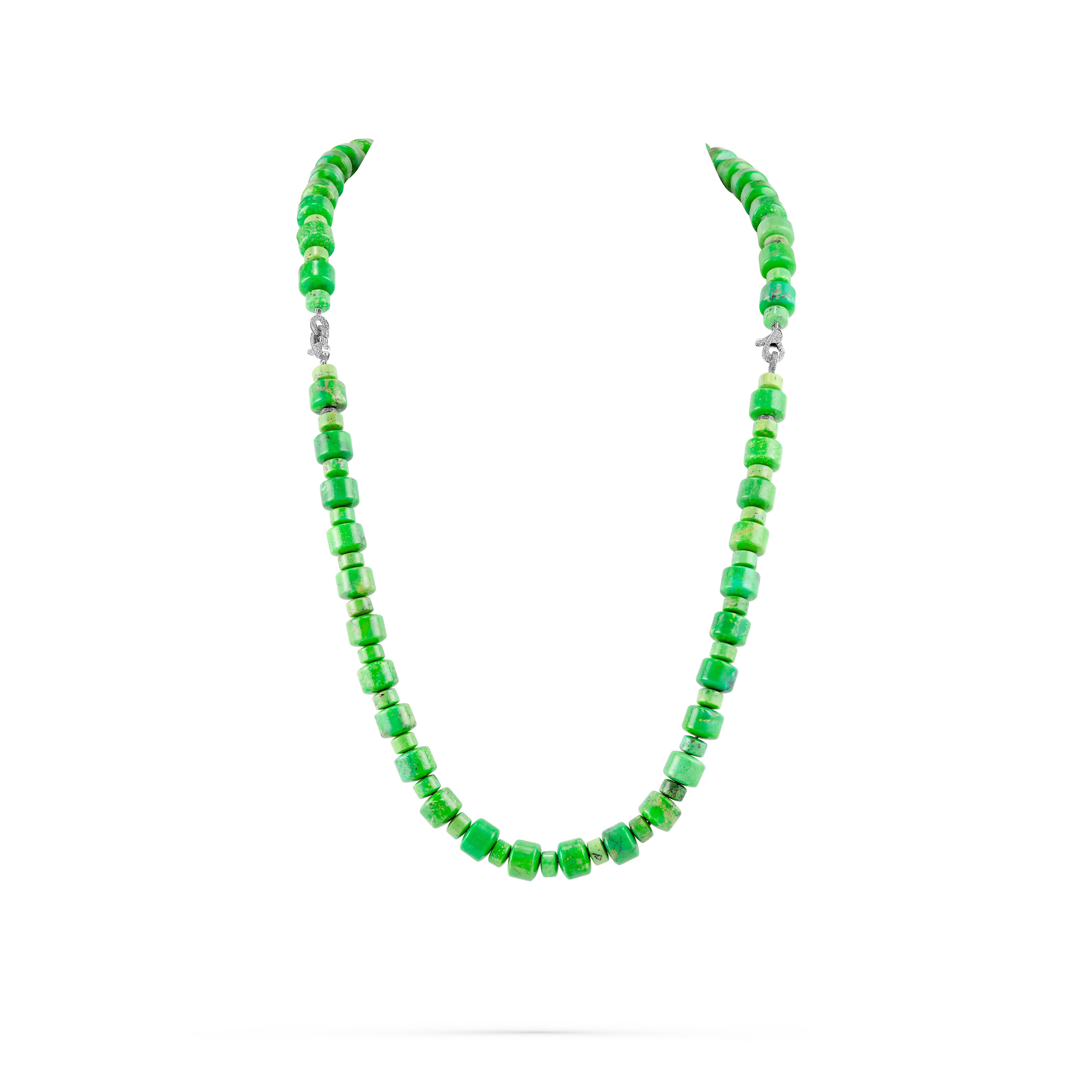 Necklace Barrel Green Turquoise