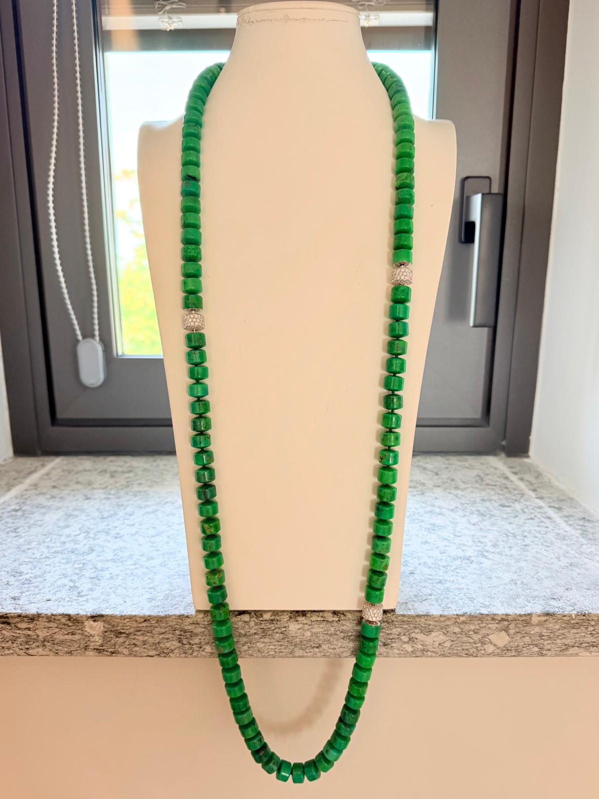 Necklace set Barrel Green Turquoise with bracelet