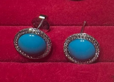 Earrings Round Blue Turquoise