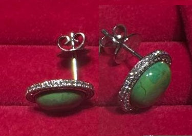 Earrings Round Green Turquoise
