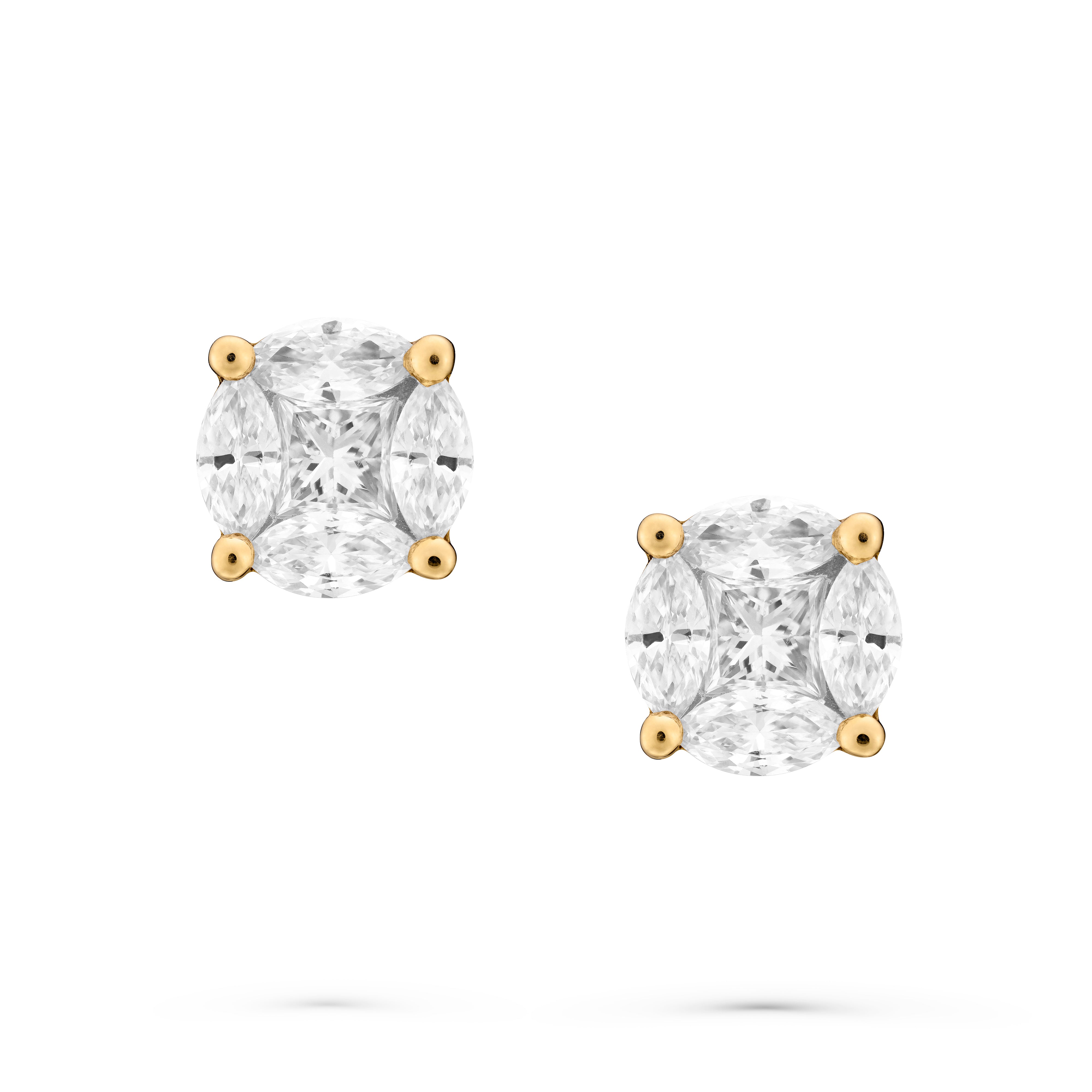 Earrings Pixie Dust "look like 2,00ct" Yellow Gold