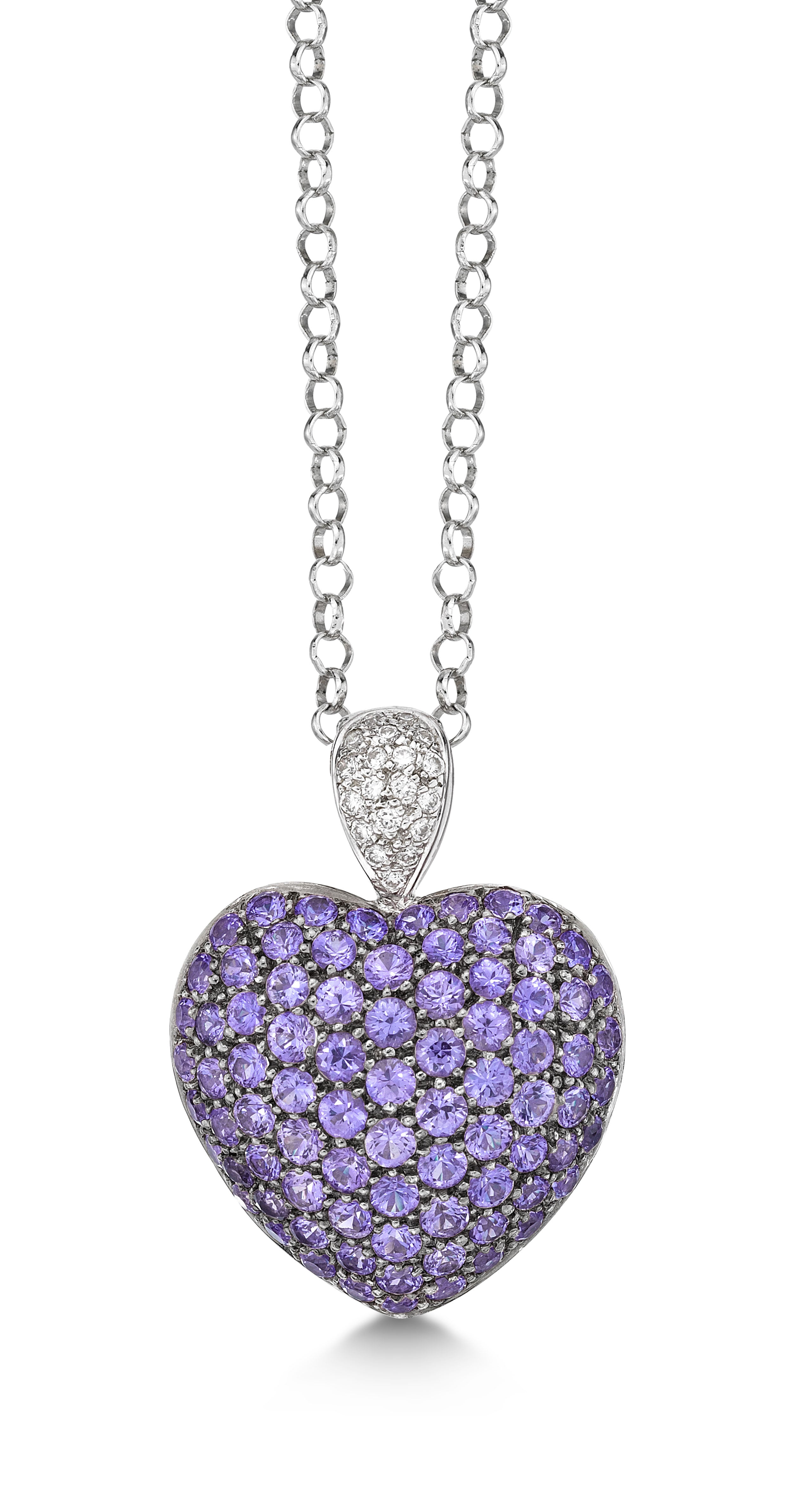Pendant Heart Wide Amethyst