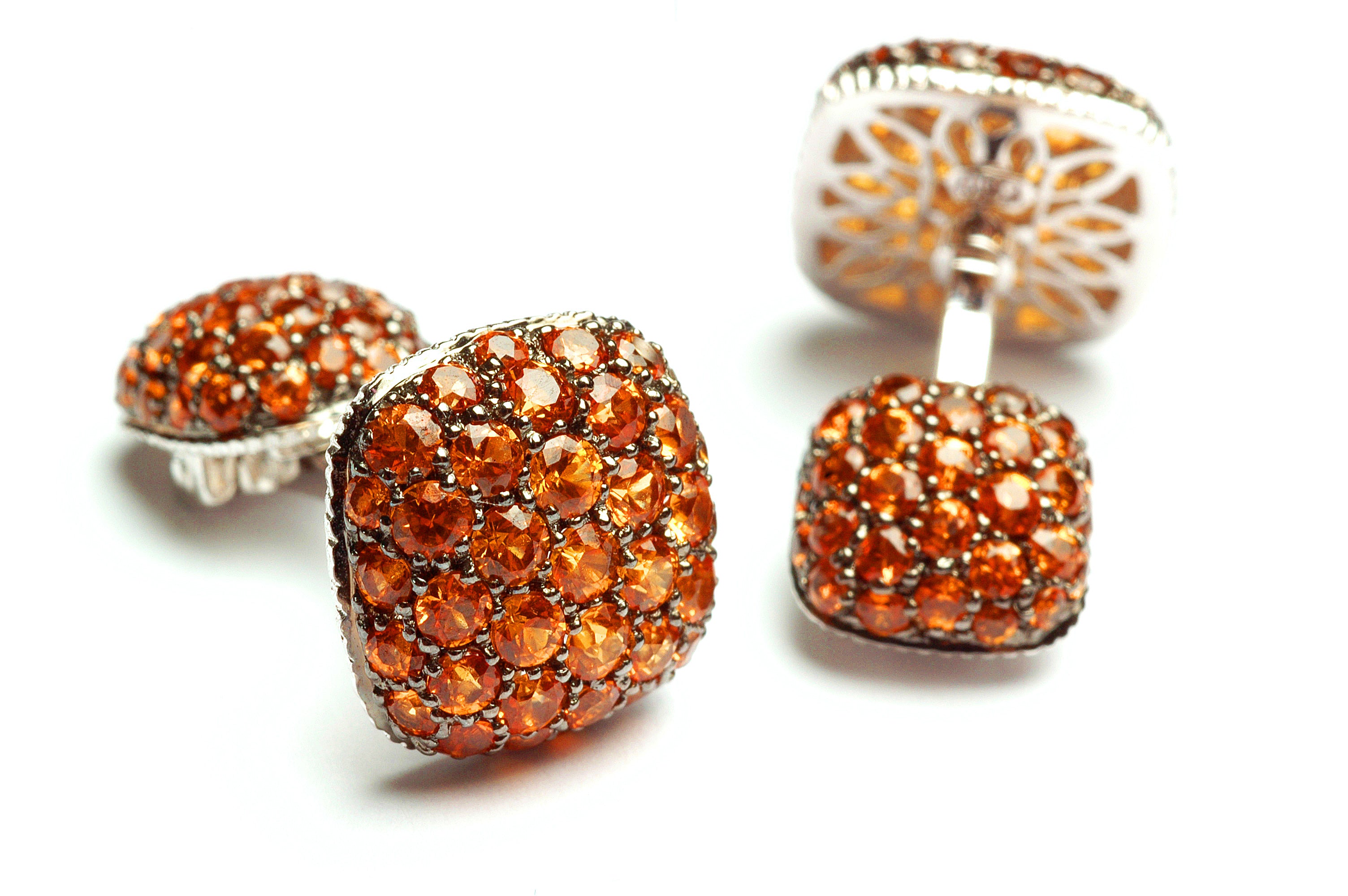 Cufflinks Pavé Orange Sapphire