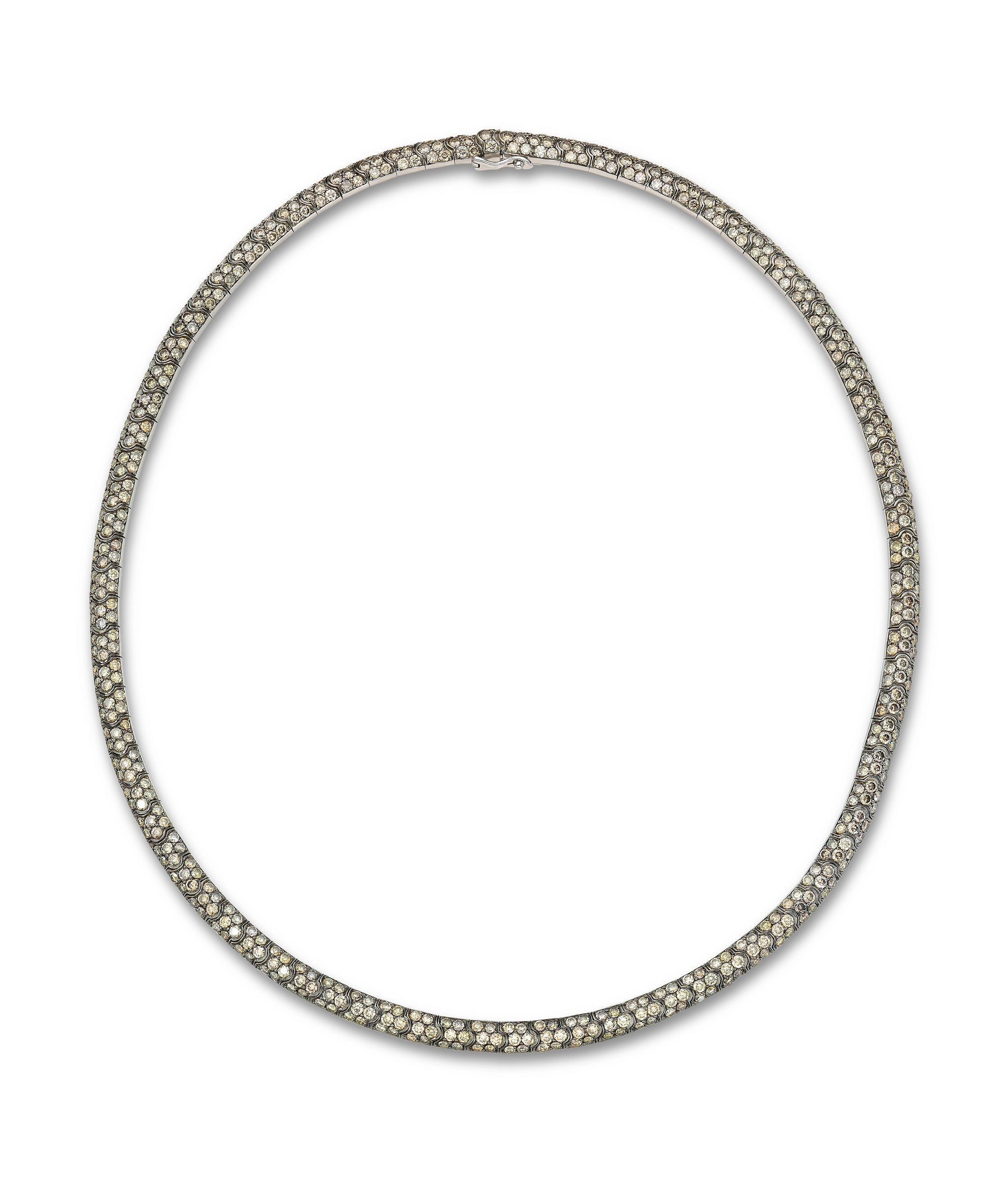 Necklace Curved Pavé Brown Diamond