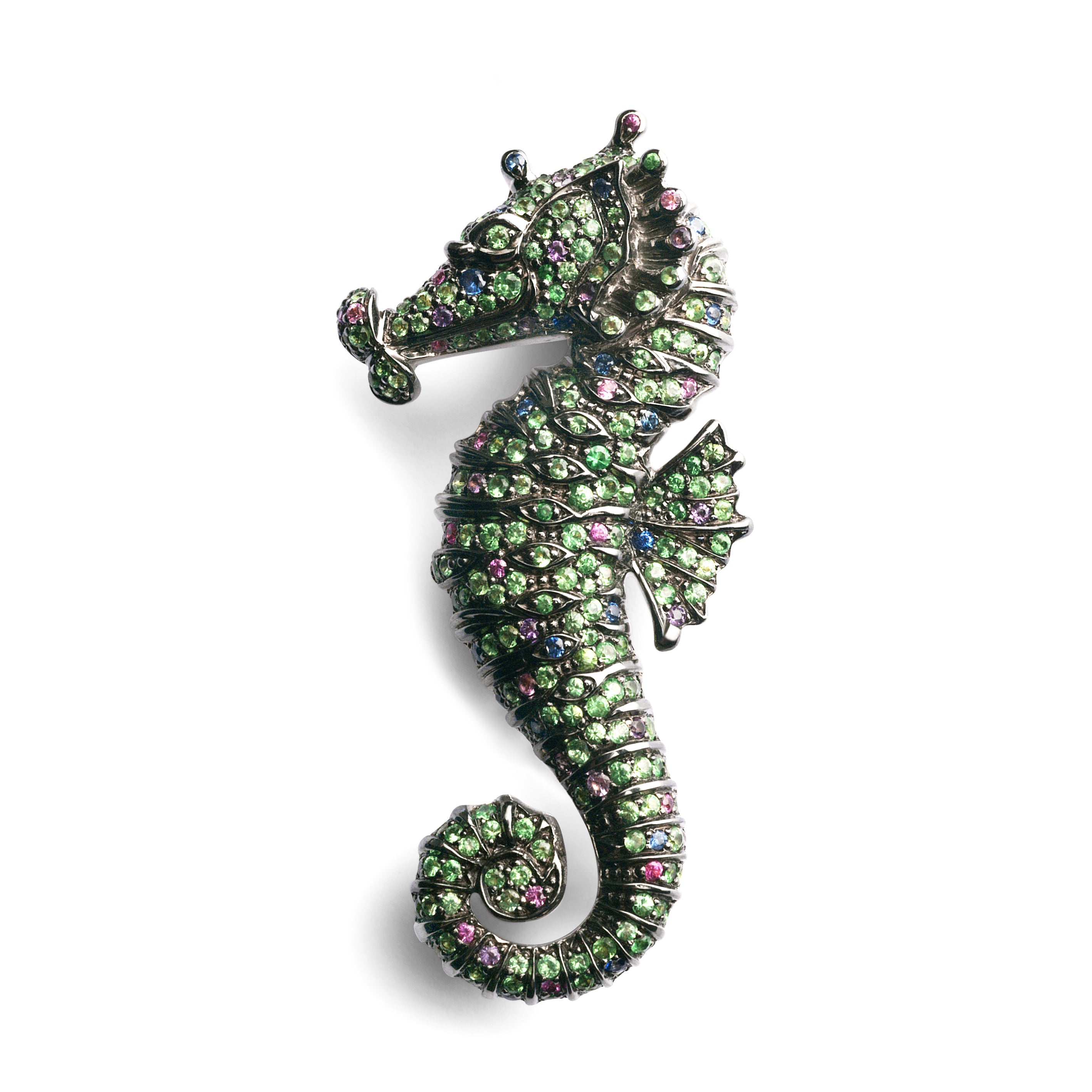Brooch Small Green Seahorse