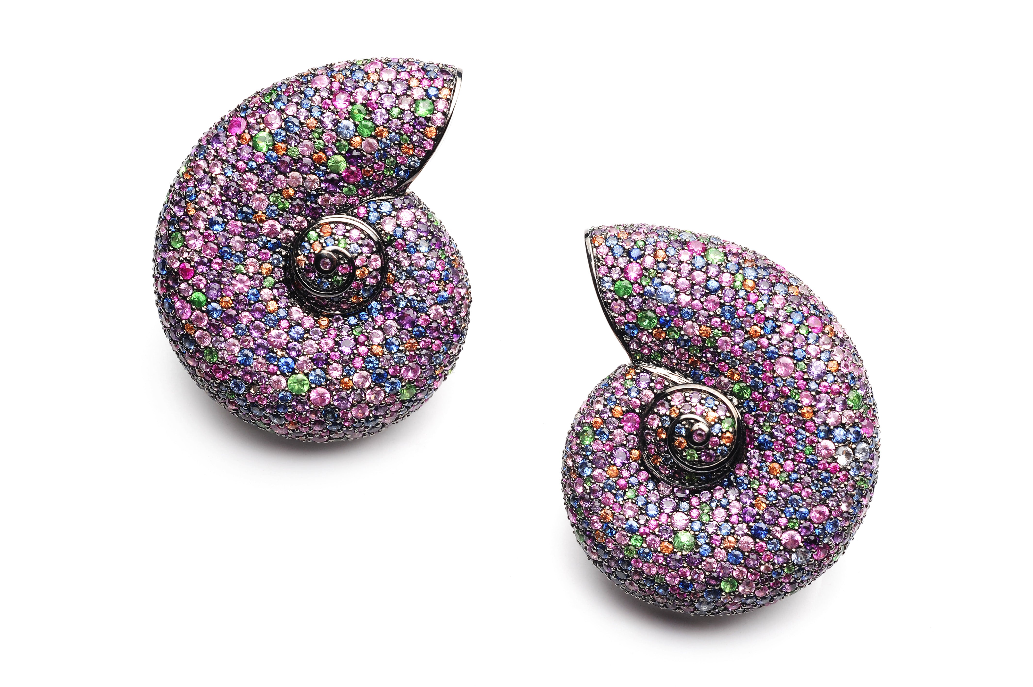 Earrings Purple Nautilus