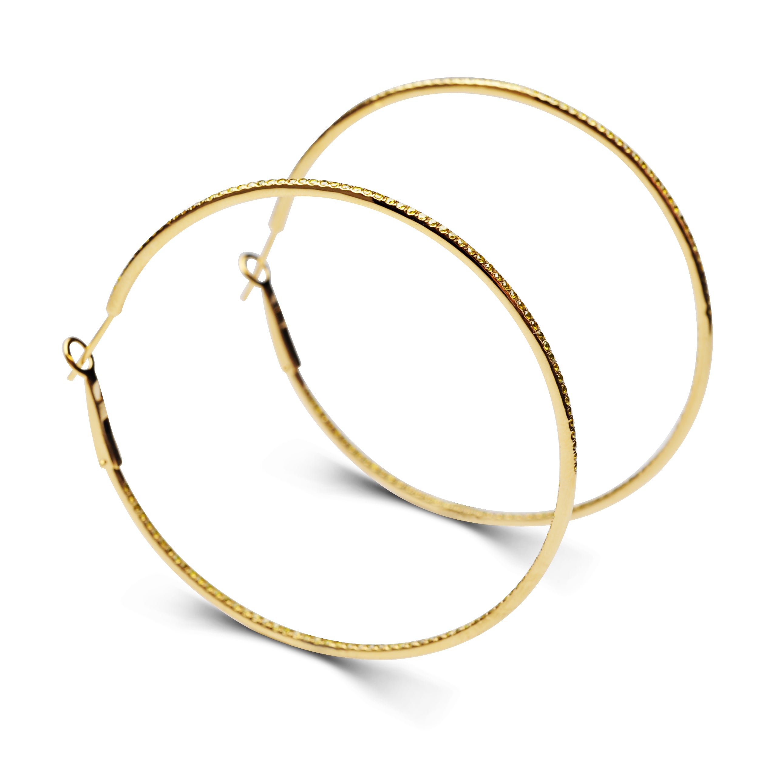 Earrings Thin Hoops Yellow Diamond
