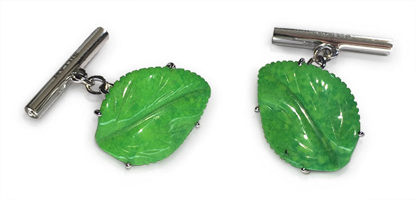 Cufflinks Leaves Green Turquoise