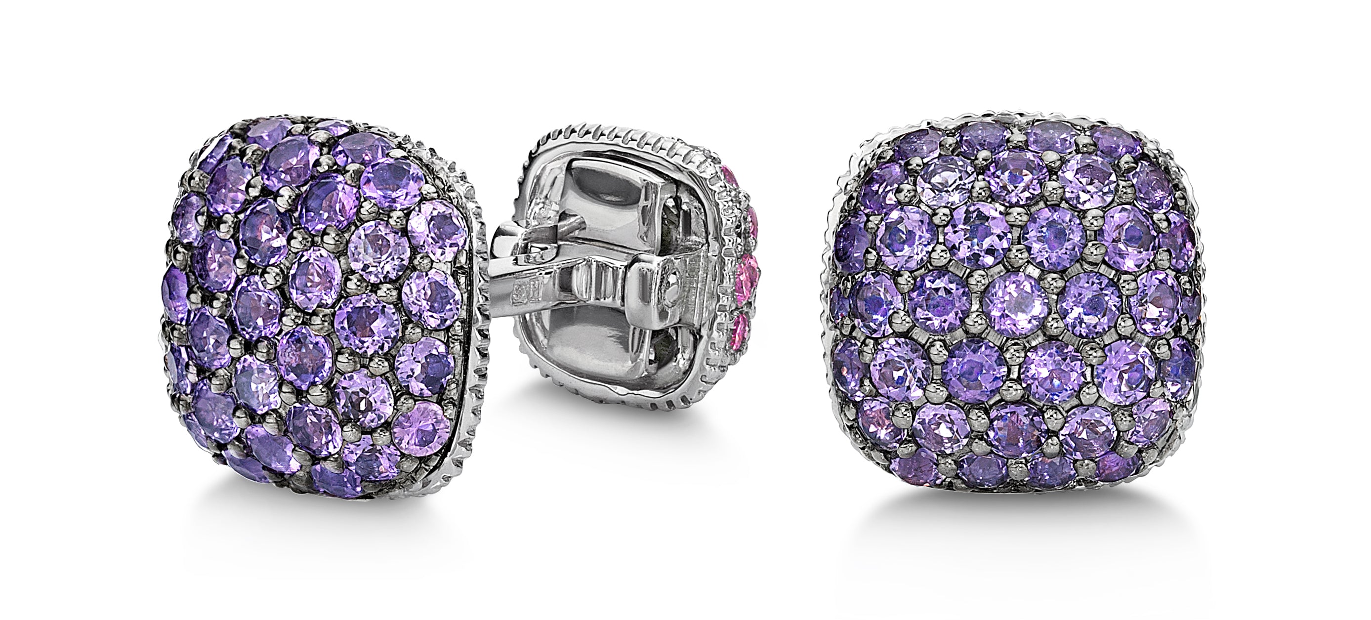 Cufflinks Pavé Pink Sapphire Amethyst