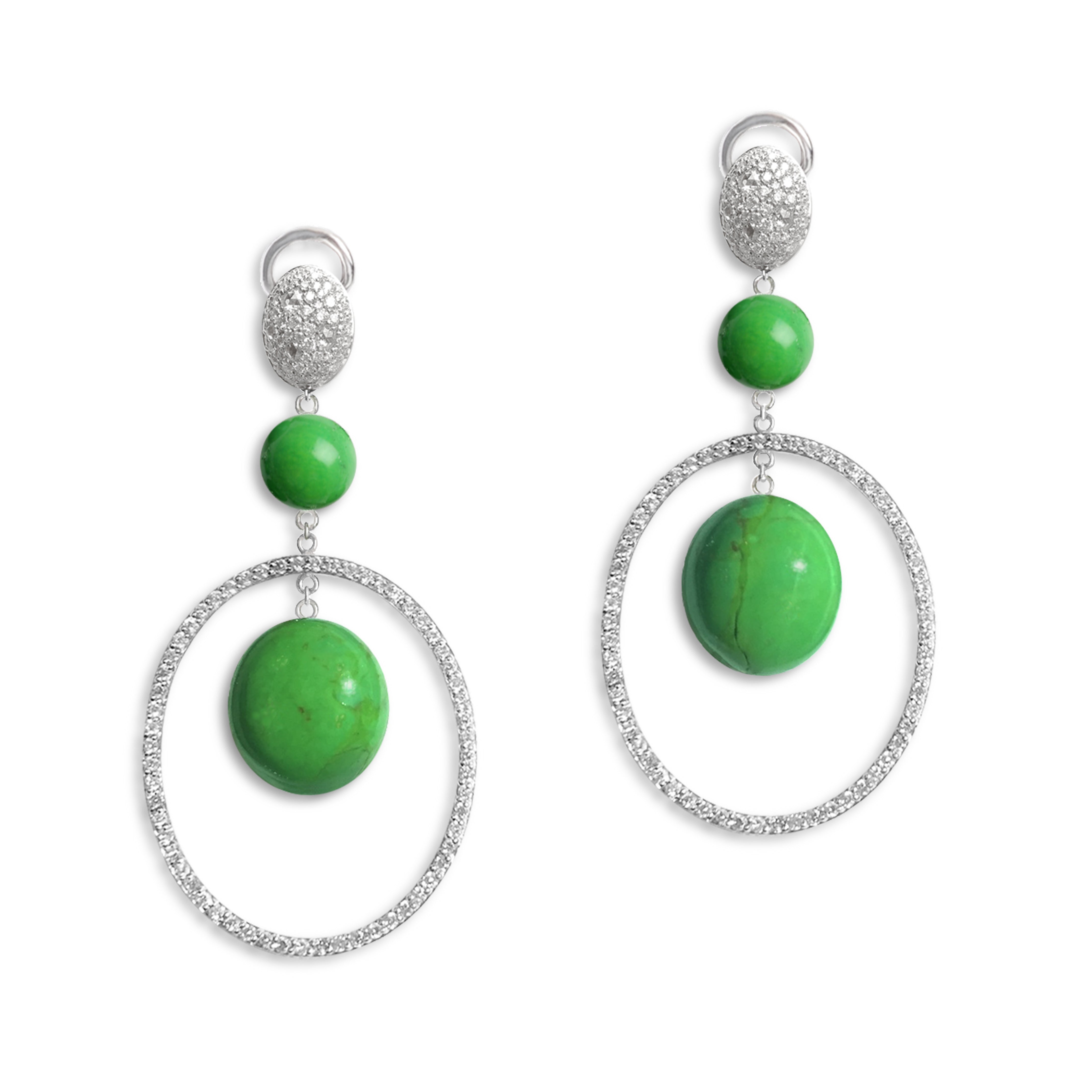 Earrings Laeticia Oval Green Turquoise