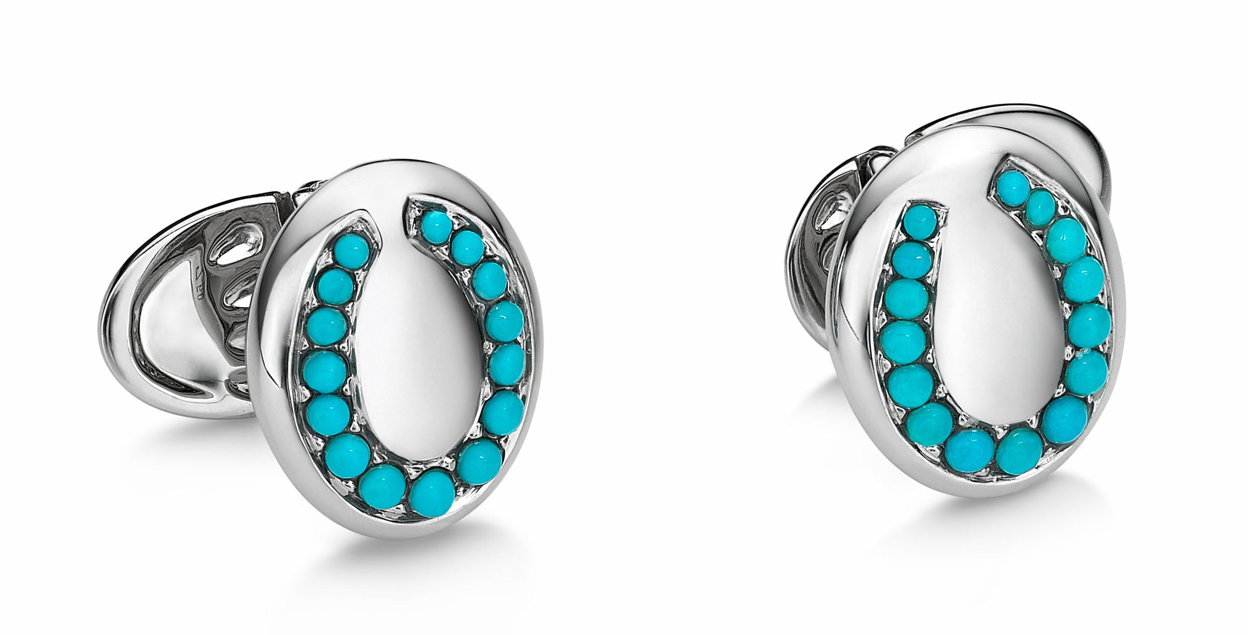 Cufflinks Horseshoe Blue Turquoise