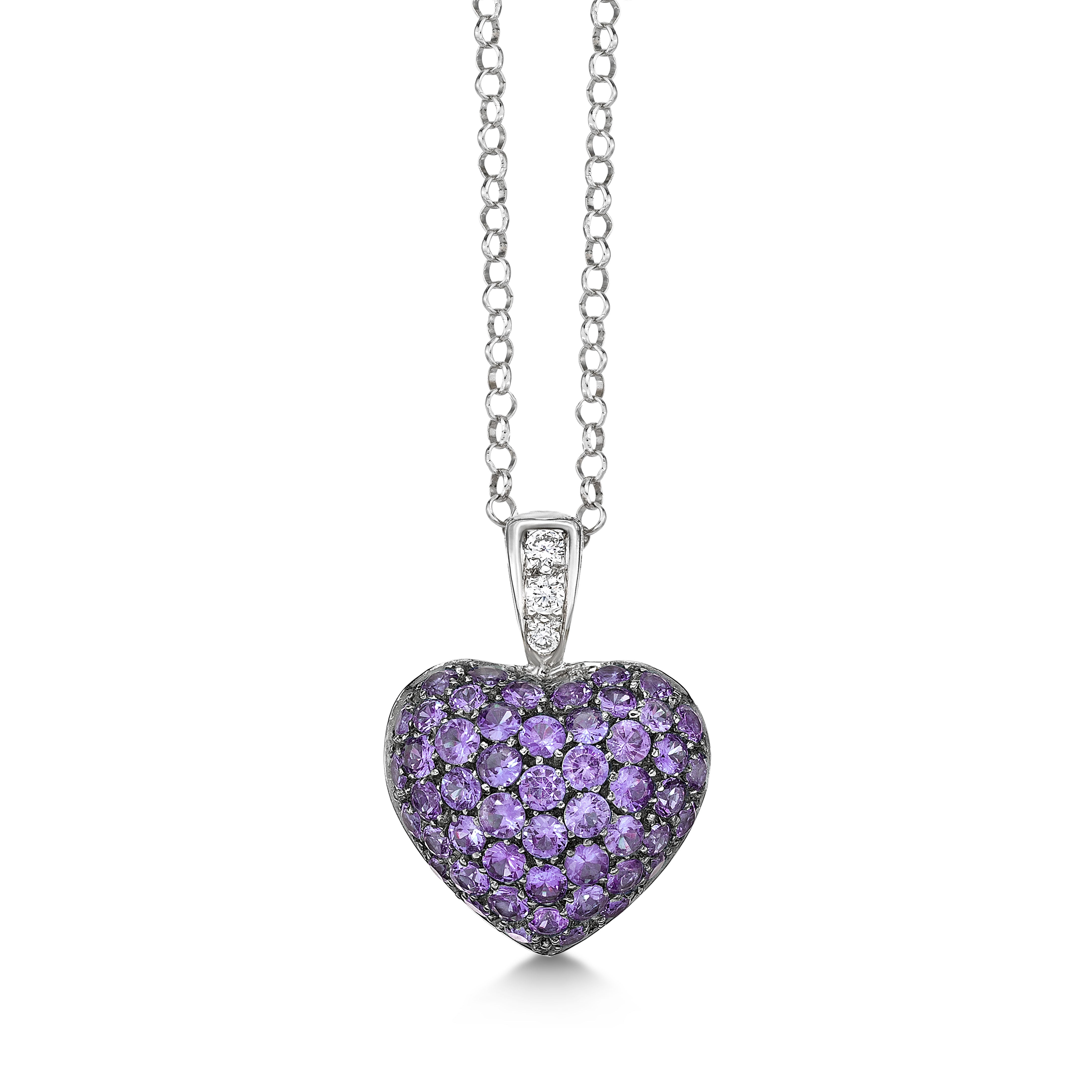 Pendant Heart Wide Amethyst