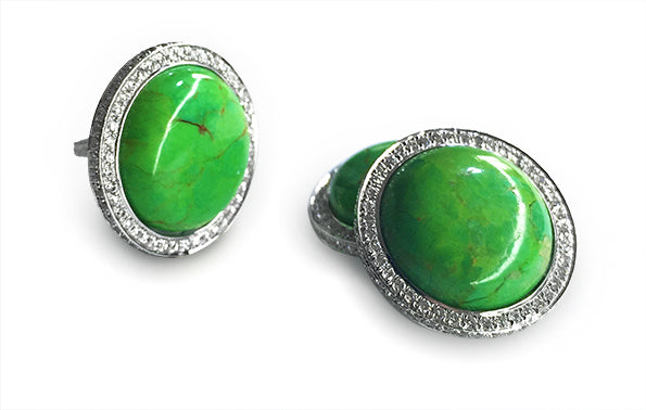 Cufflinks Round  Green Turquoise