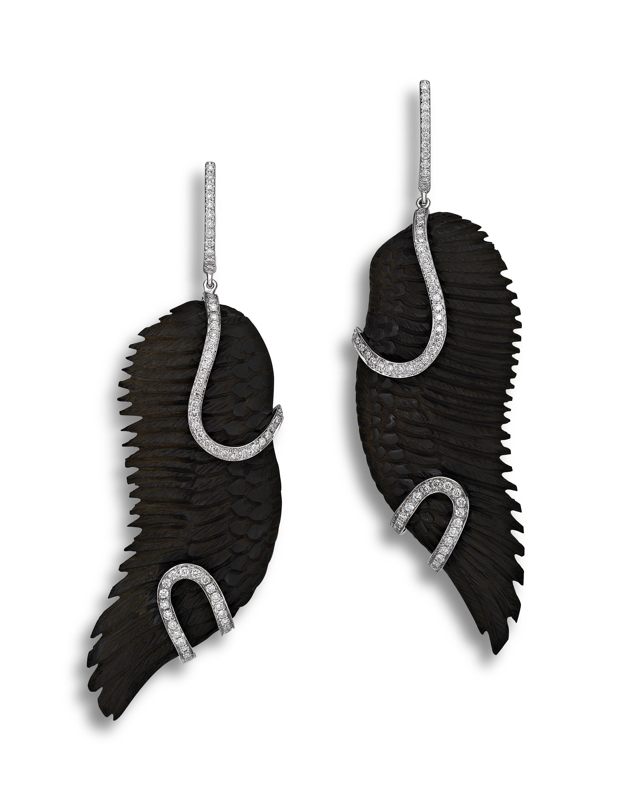Earrings Wing of Phoenix  Diamond JET