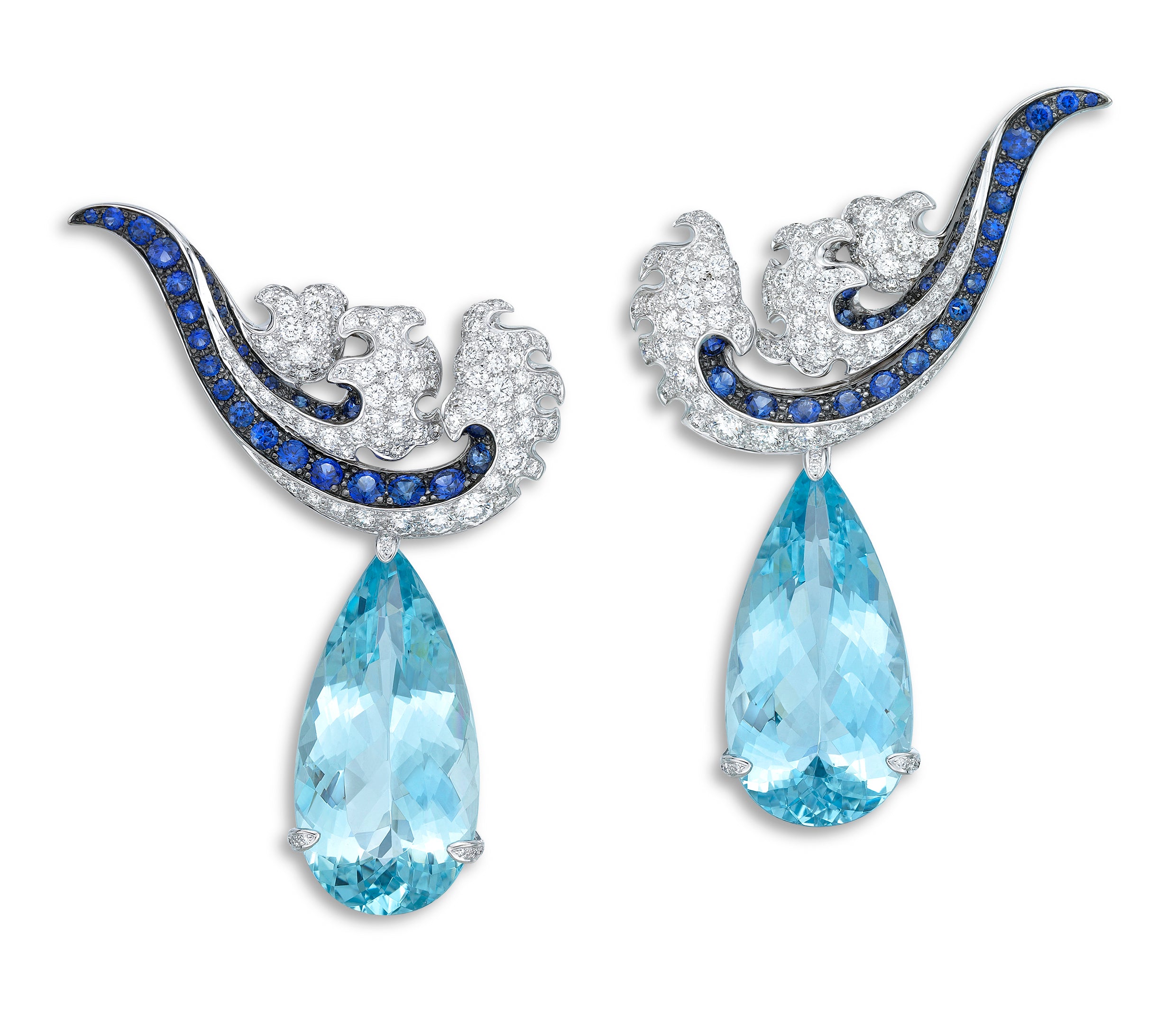 Earrings Wave Aquamarine