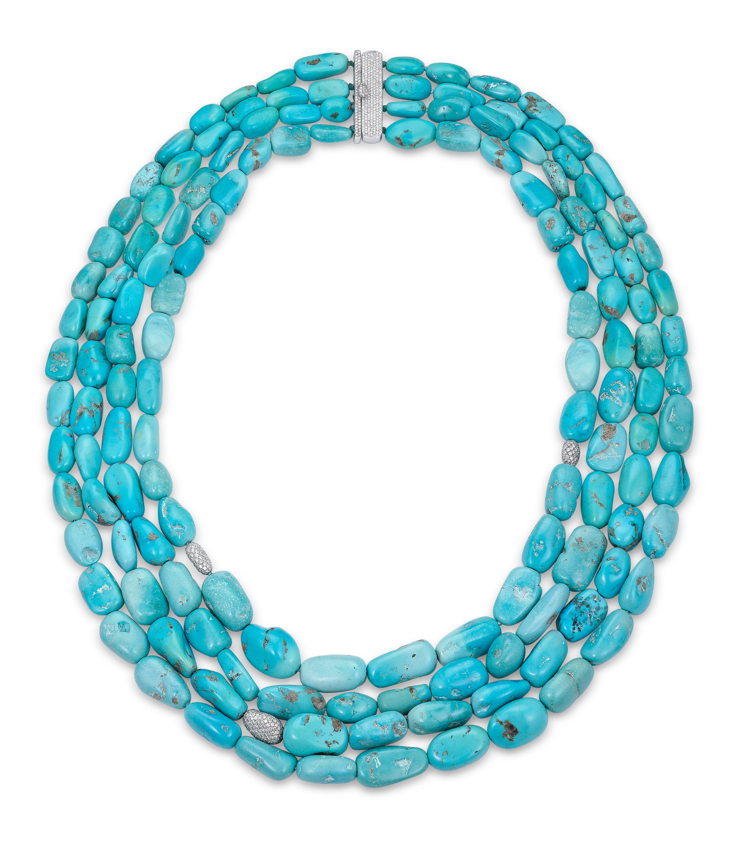 Necklace Blue Turquoise 4 Rows